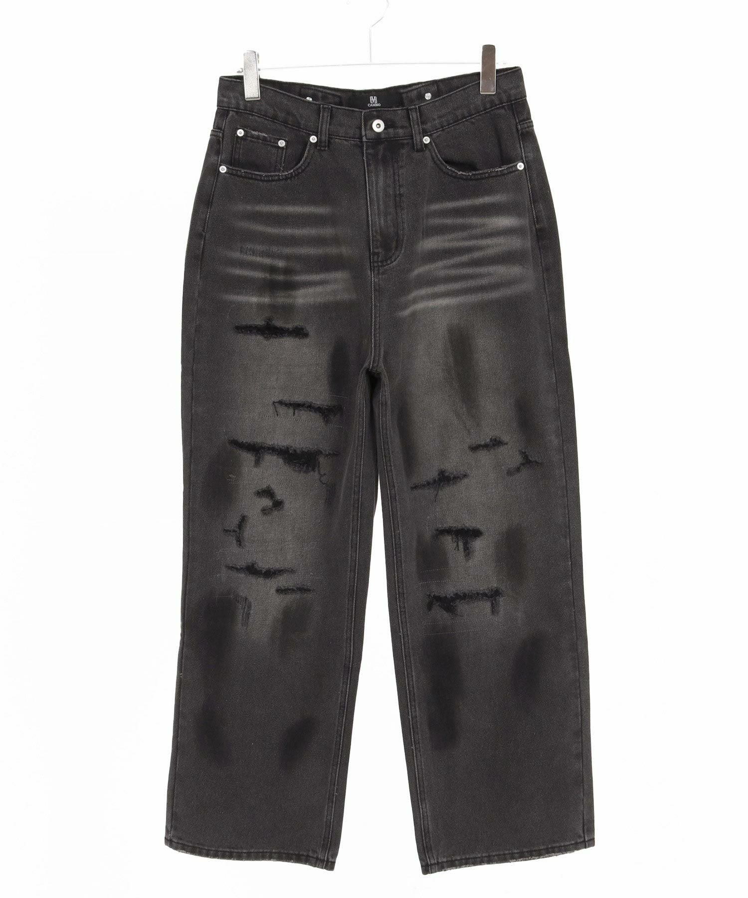 CAMBIO(カンビオ)】Distressed Denim Relax Straight Pants デニム