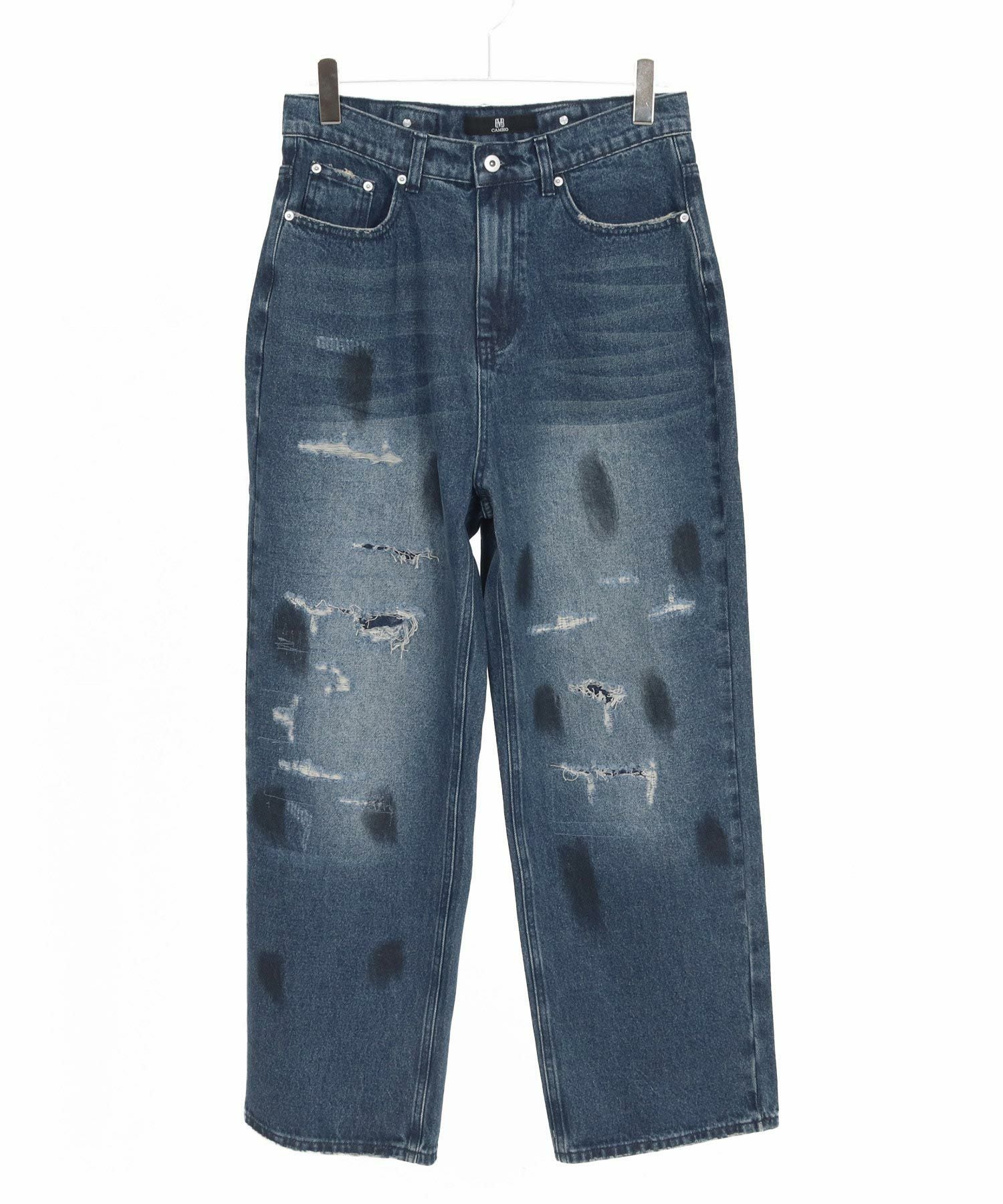 CAMBIO(カンビオ)】Distressed Denim Relax Straight Pants デニム