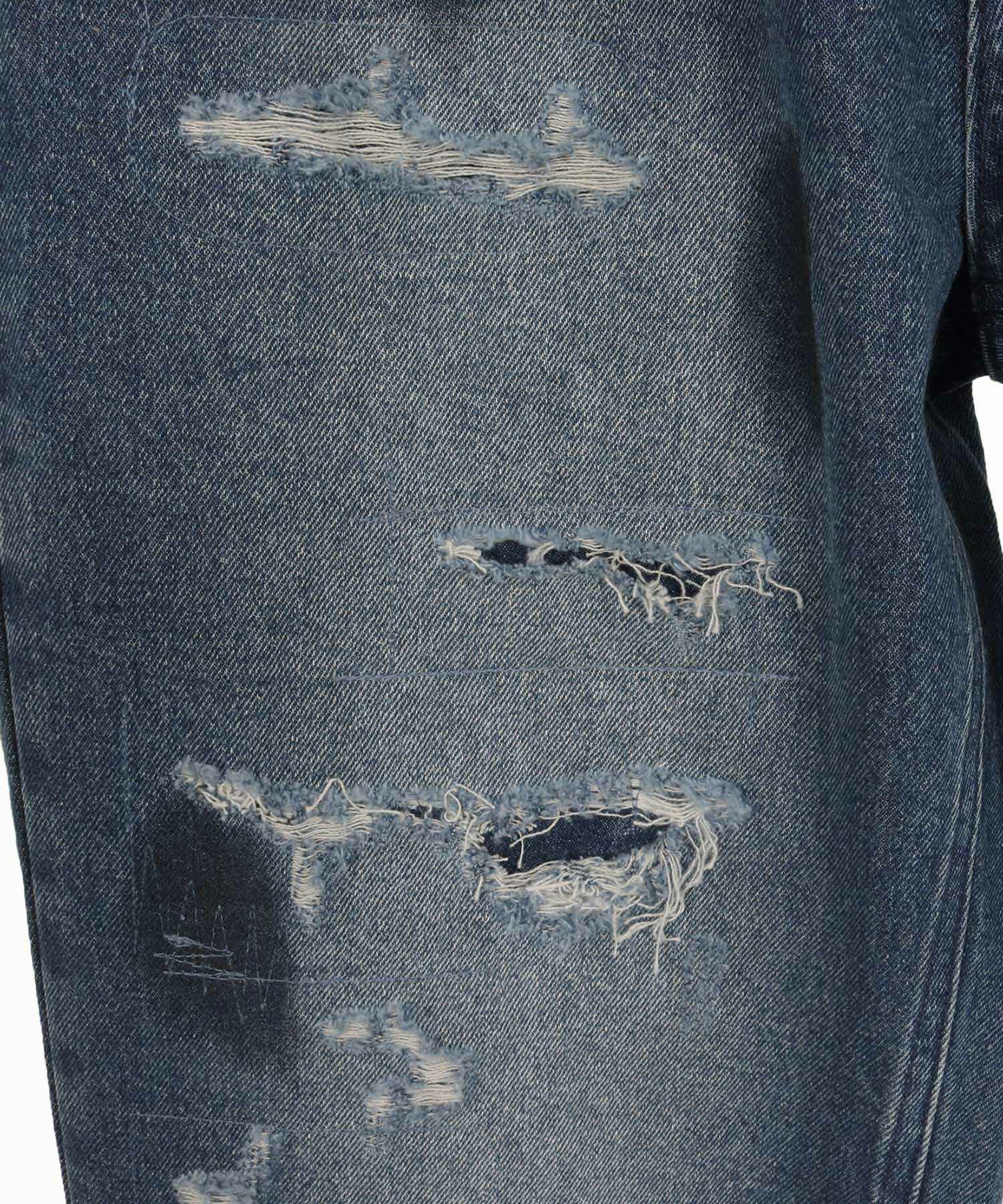 CAMBIO(カンビオ)】Distressed Denim Relax Straight Pants デニム