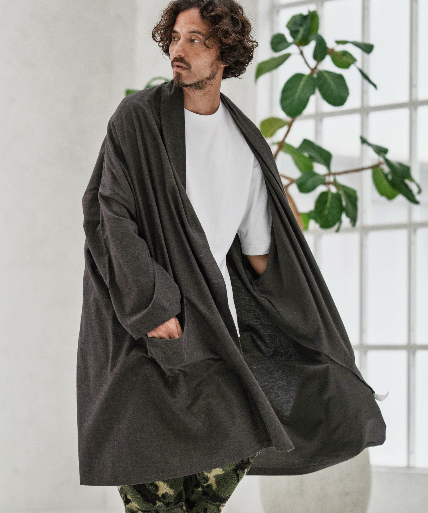 CAMBIO(カンビオ)】Cotton Rayon Brushed KIMONO Like Gown ガウン