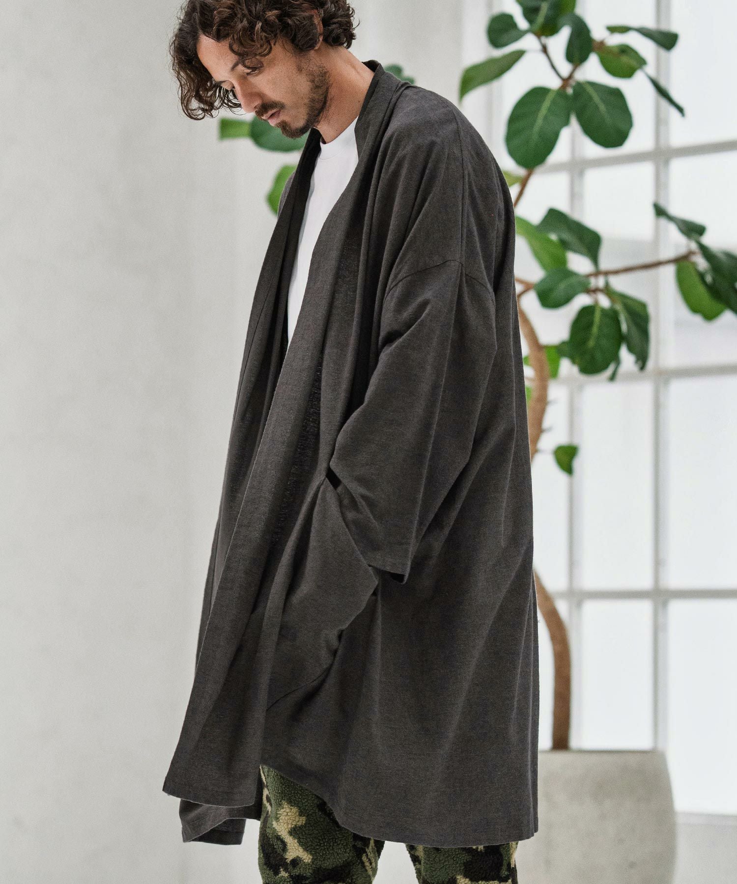 CAMBIO(カンビオ)】Cotton Rayon Brushed KIMONO Like Gown ガウン