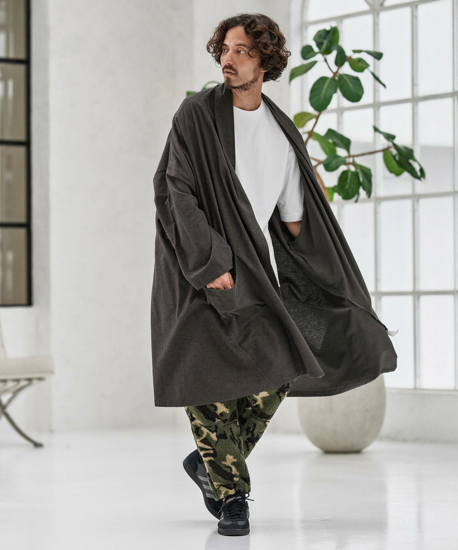 CAMBIO(カンビオ)】Cotton Rayon Brushed KIMONO Like Gown ガウン