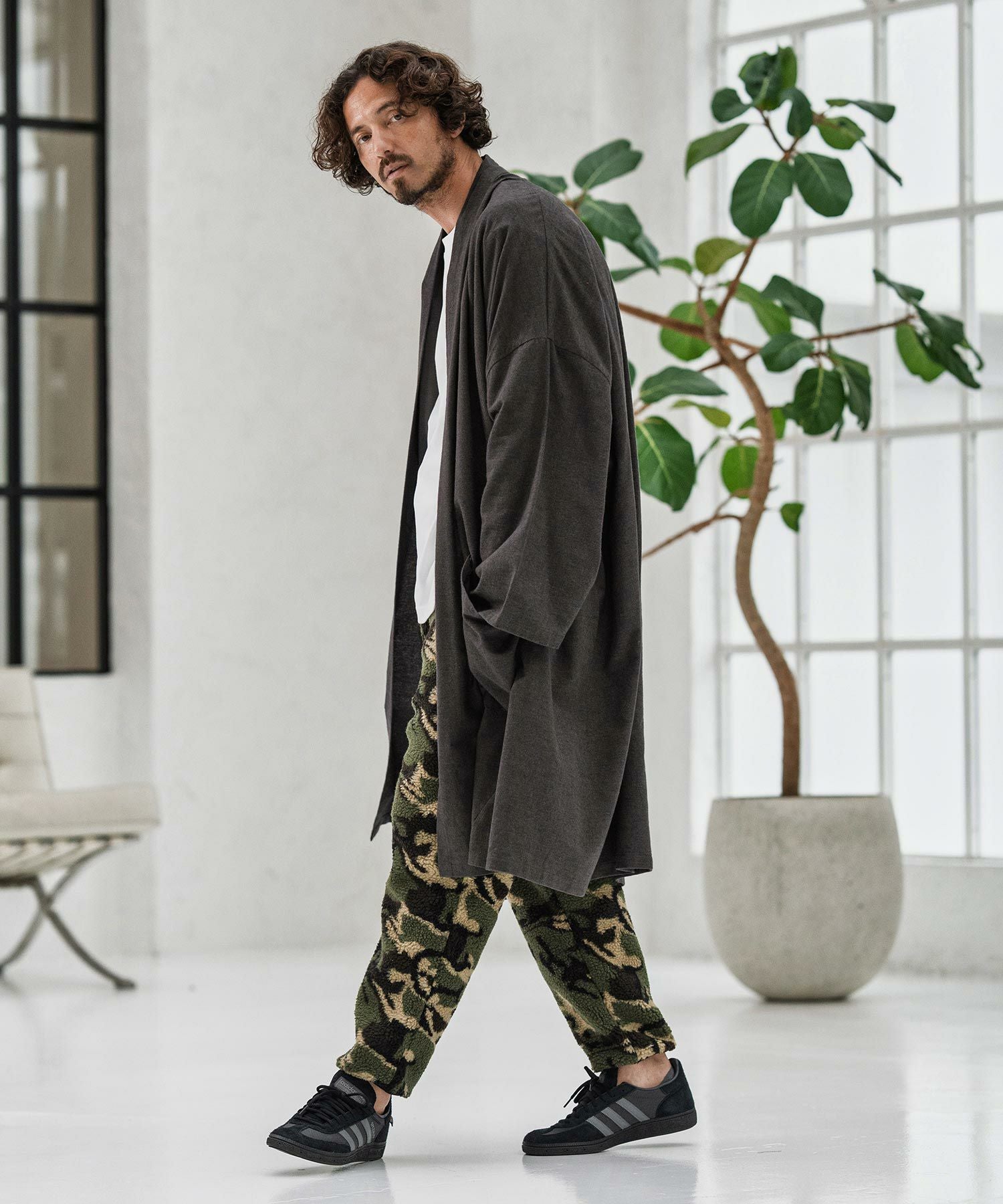 gown ガウン CAMBIO(カンビオ)】Cotton Rayon Brushed KIMONO Like Gown ガウン