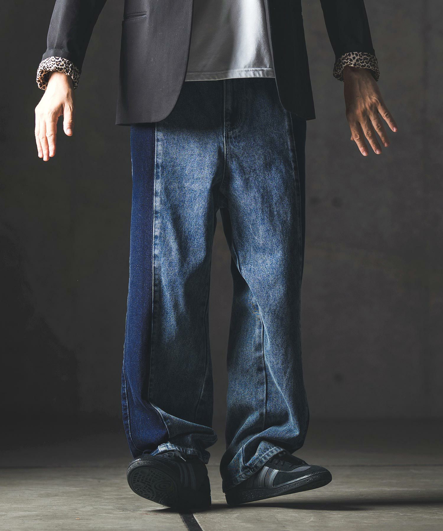 GLIMCLAP(グリムクラップ)】Denim wide-leg trousers-Reconstructed