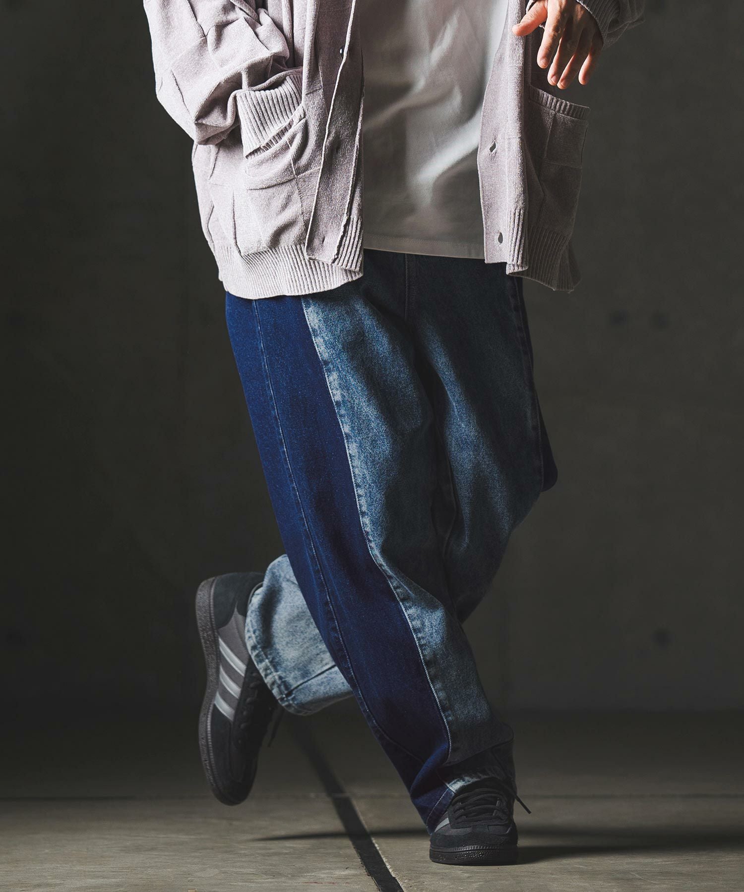 GLIMCLAP(グリムクラップ)】Denim wide-leg trousers-Reconstructed
