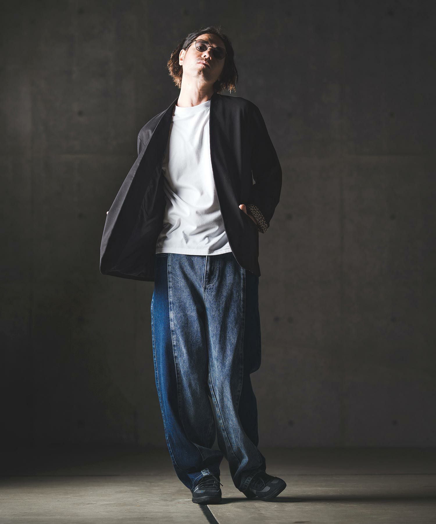 50%OFF【GLIMCLAP(グリムクラップ)】Denim wide-leg trousers