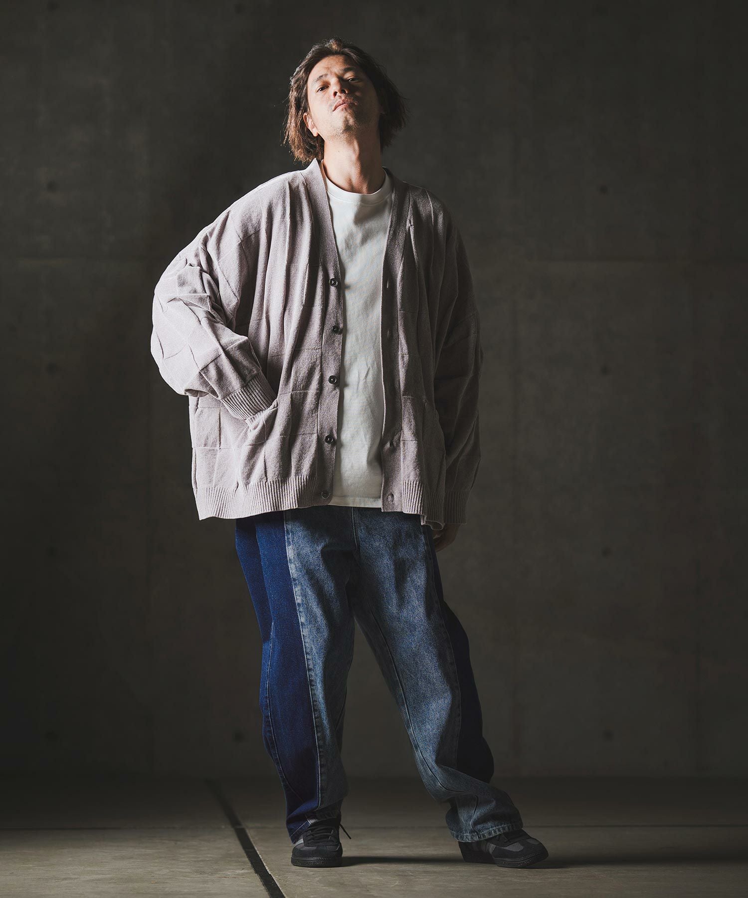 GLIMCLAP(グリムクラップ)】Denim wide-leg trousers-Reconstructed