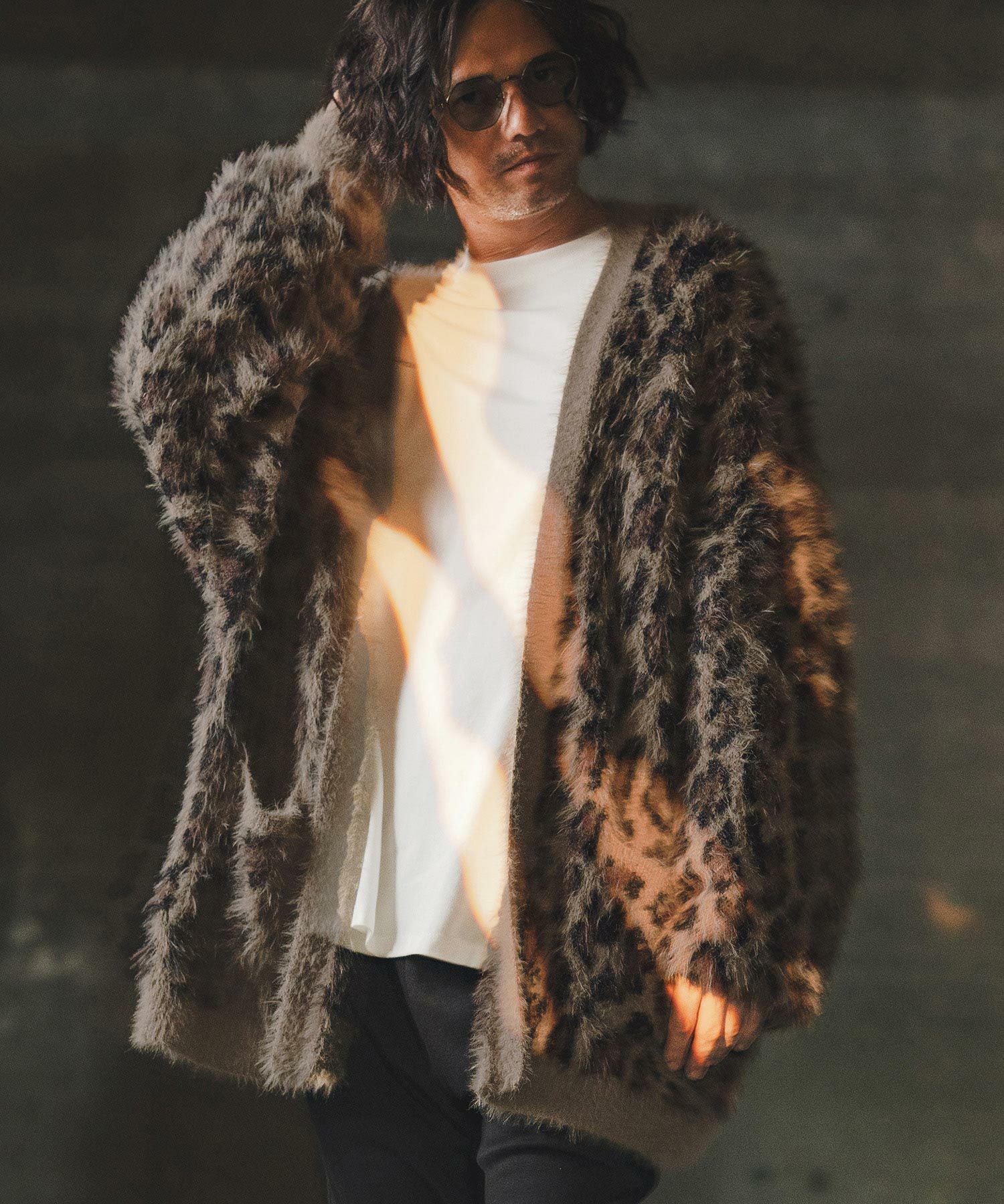 【ラリン】GIamLips ストライプ クロップド カーディガン GLIMCLAP(グリムクラップ)】Leopard Jacquard Knit Cardigan ニット