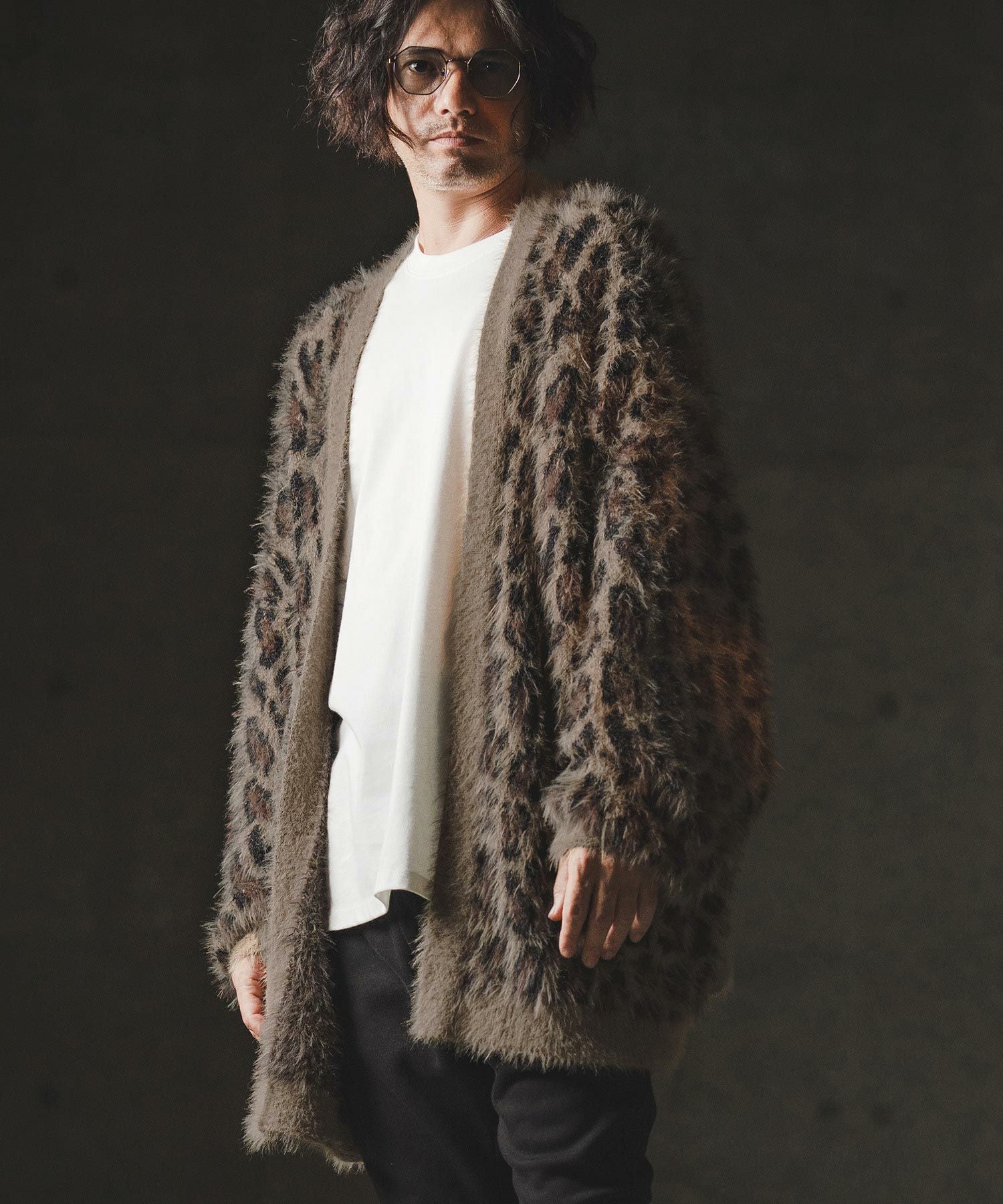 GLIMCLAP(グリムクラップ)】Minimai detail cardigan -Leopard feather