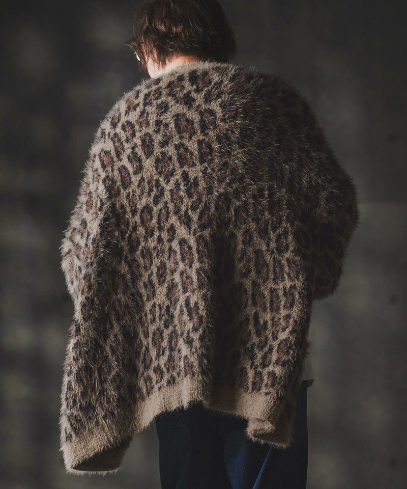 GLIMCLAP(グリムクラップ)】Minimai detail cardigan -Leopard feather 