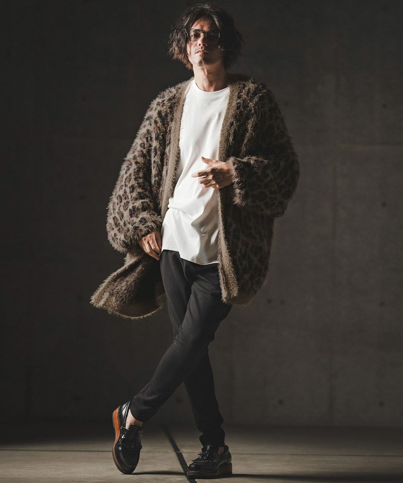 GLIMCLAP(グリムクラップ)】Minimai detail cardigan -Leopard feather 