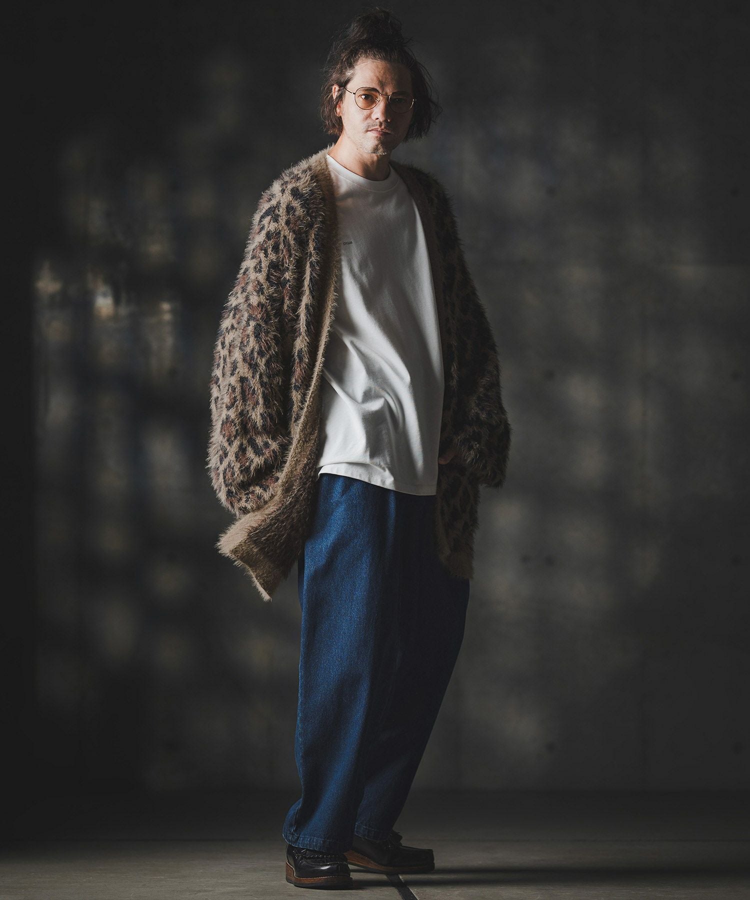 【ラリン】GIamLips ストライプ クロップド カーディガン GLIMCLAP(グリムクラップ)】Leopard Jacquard Knit Cardigan ニット