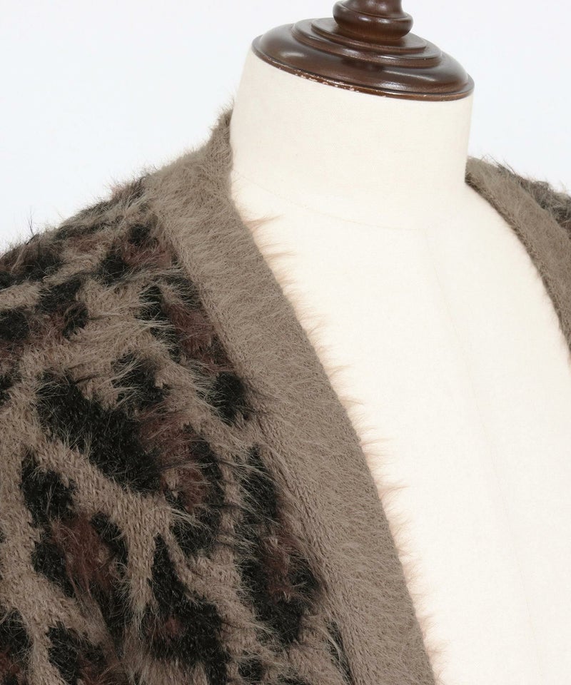 GLIMCLAP(グリムクラップ)】Minimai detail cardigan -Leopard feather 