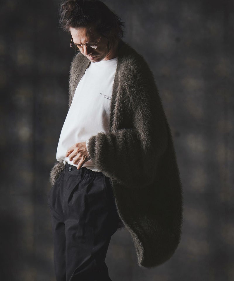 GLIMCLAP(グリムクラップ)】Minimai detail cardigan -Feather yarn 