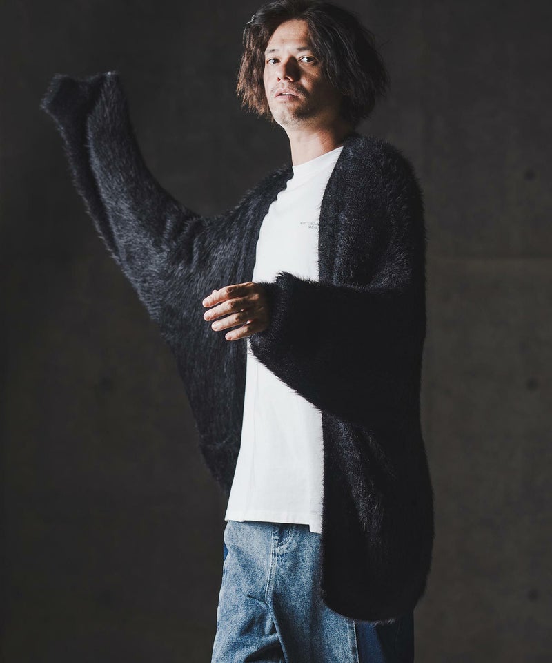 GLIMCLAP(グリムクラップ)】Minimai detail cardigan -Feather yarn 