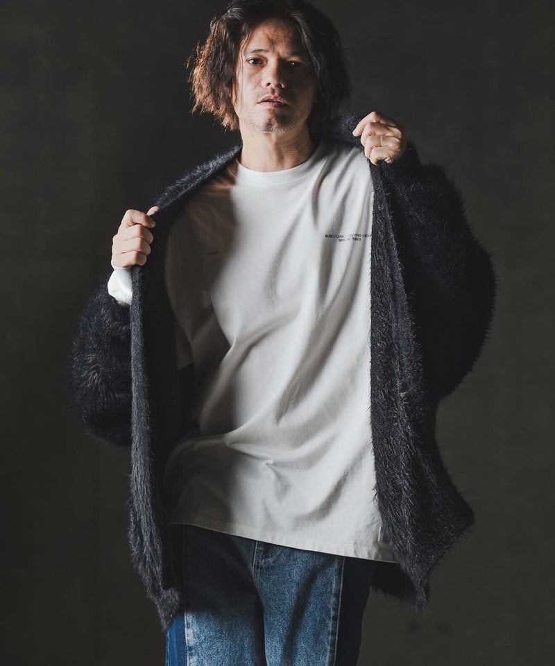 GLIMCLAP(グリムクラップ)】Minimai detail cardigan -Feather yarn 