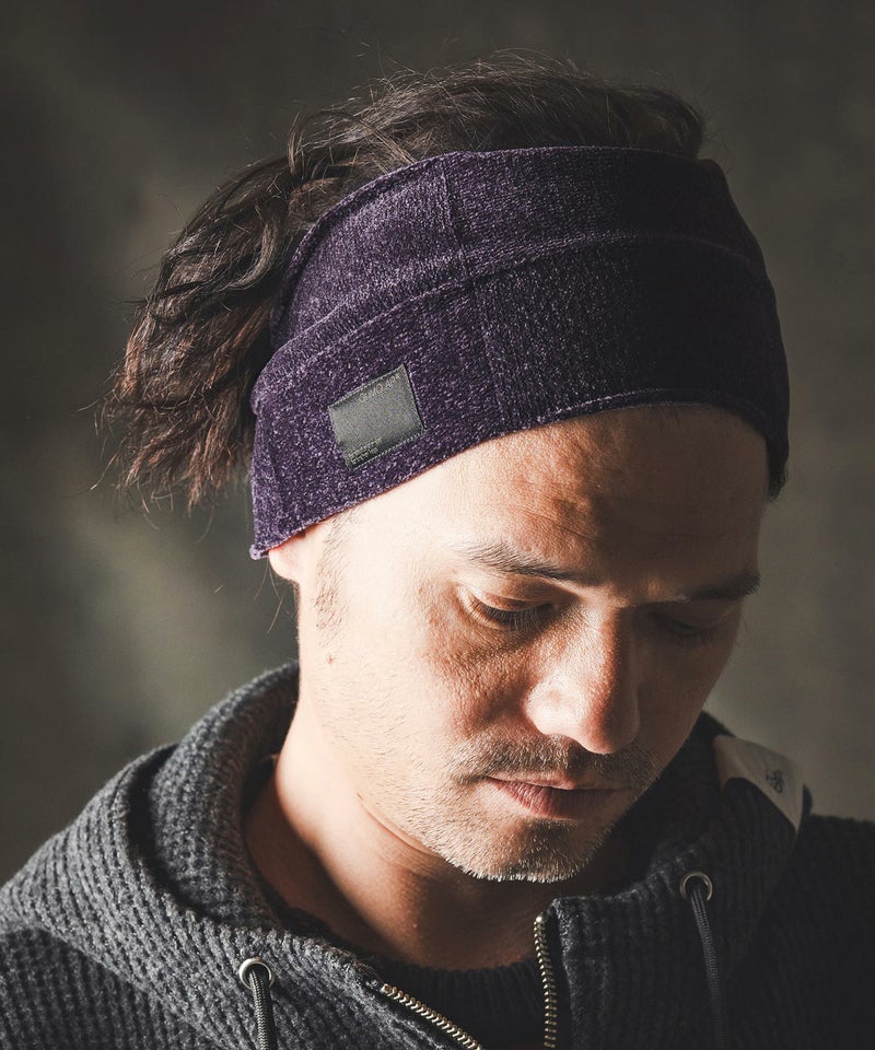 GLIMCLAP(グリムクラップ)】Knitted headband-Chenille yarn & Grid 