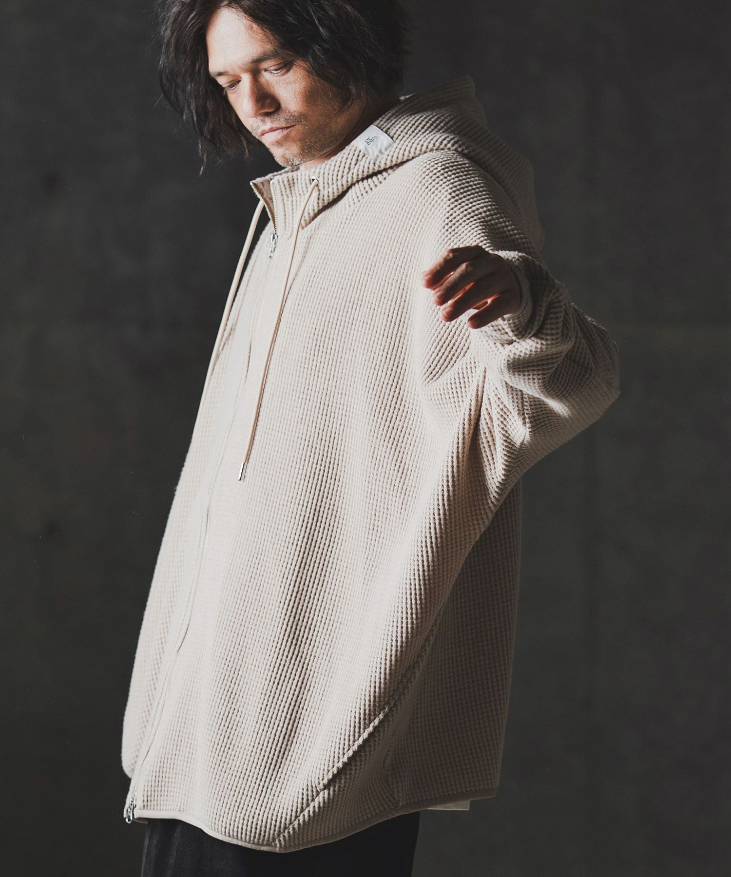 GLIMCLAP(グリムクラップ)】Zip-up hoodie-Soft brushed waffle fabric GLIMCLAP(グリムクラップ)】Zip-up hoodie-Soft brushed waffle fabric