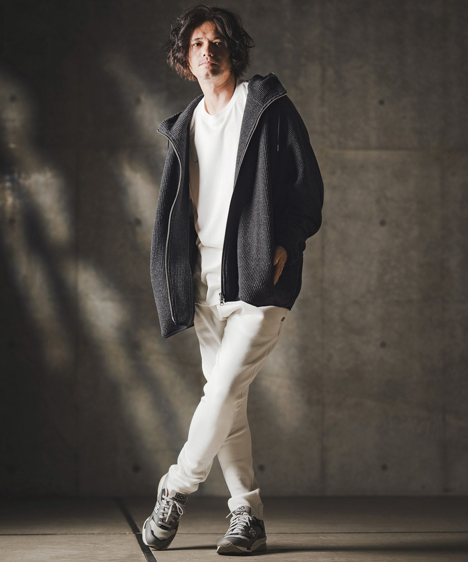 GLIMCLAP(グリムクラップ)】Zip-up hoodie-Soft brushed waffle fabric