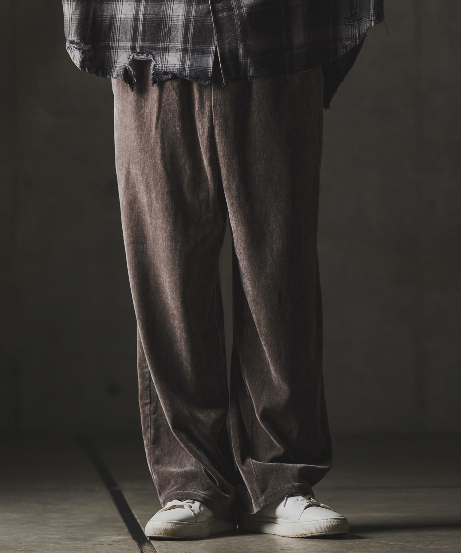 GLIMCLAP(グリムクラップ)】Velour fabric wide-leg trousers ベロア