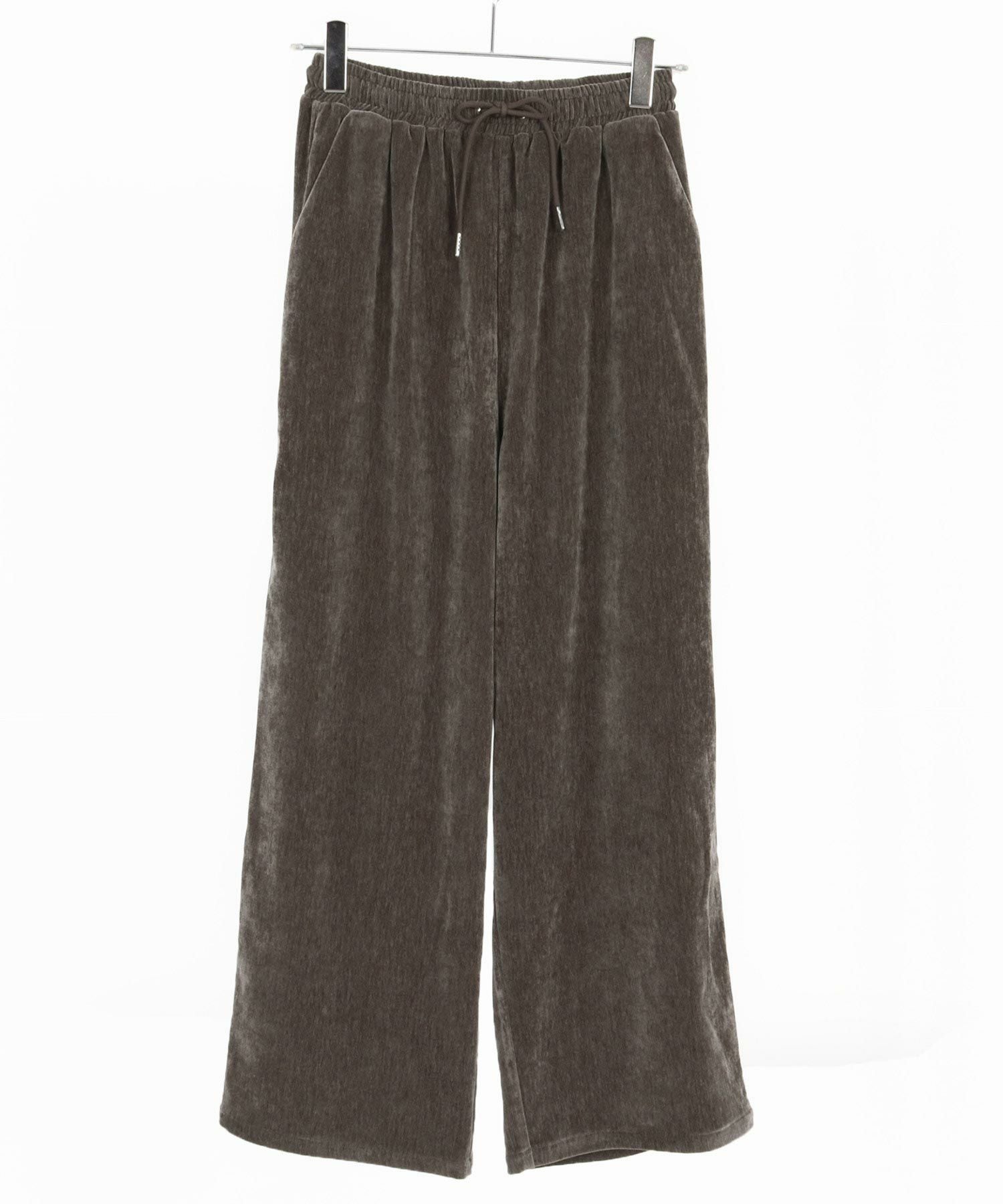 GLIMCLAP(グリムクラップ)】Velour fabric wide-leg trousers ベロア