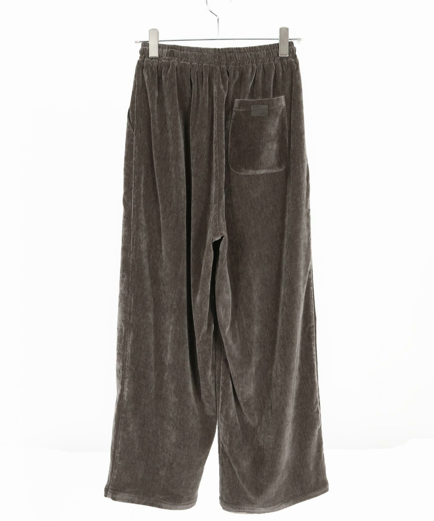 GLIMCLAP(グリムクラップ)】Velour fabric wide-leg trousers ベロア