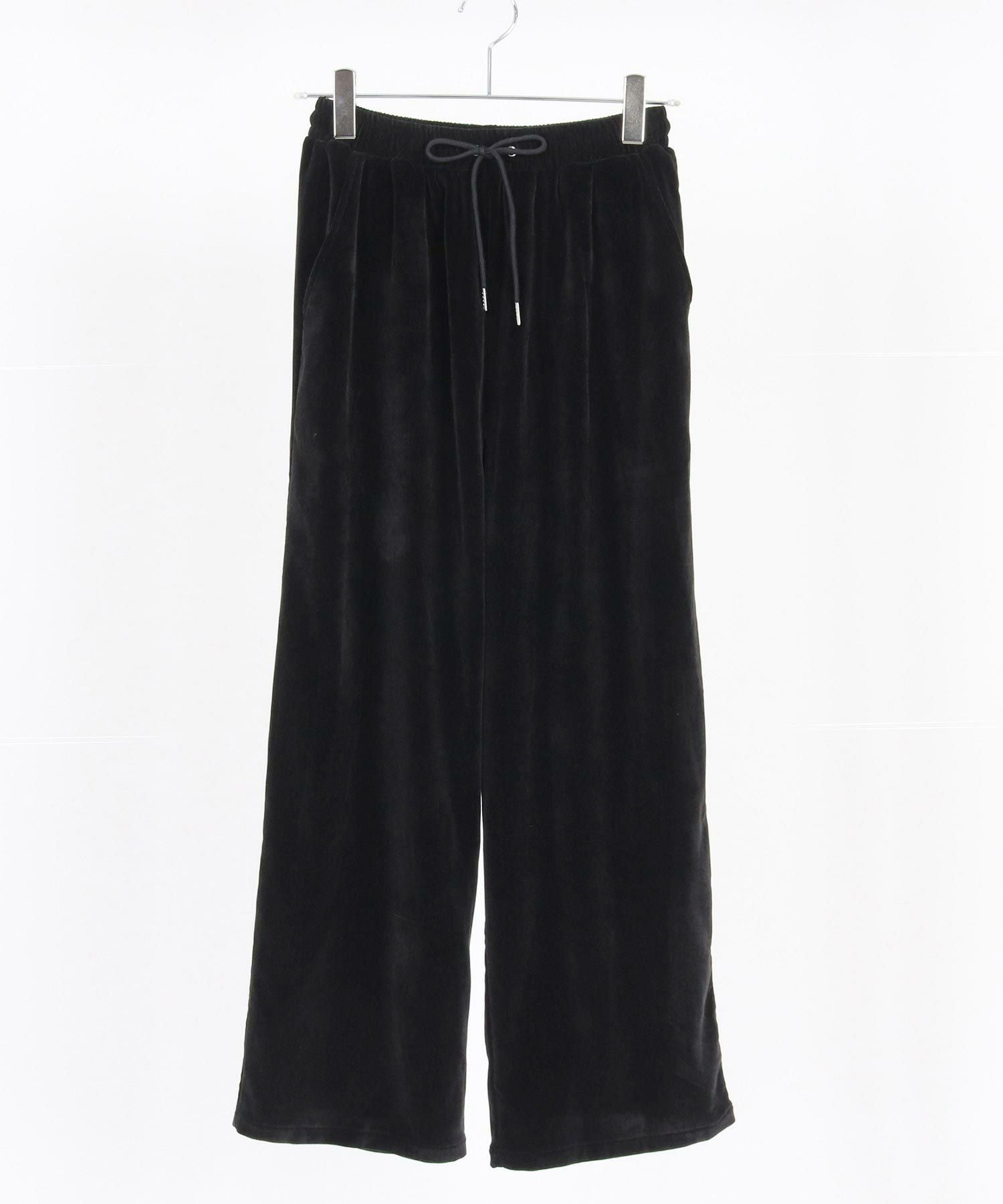 GLIMCLAP(グリムクラップ)】Velour fabric wide-leg trousers ベロア