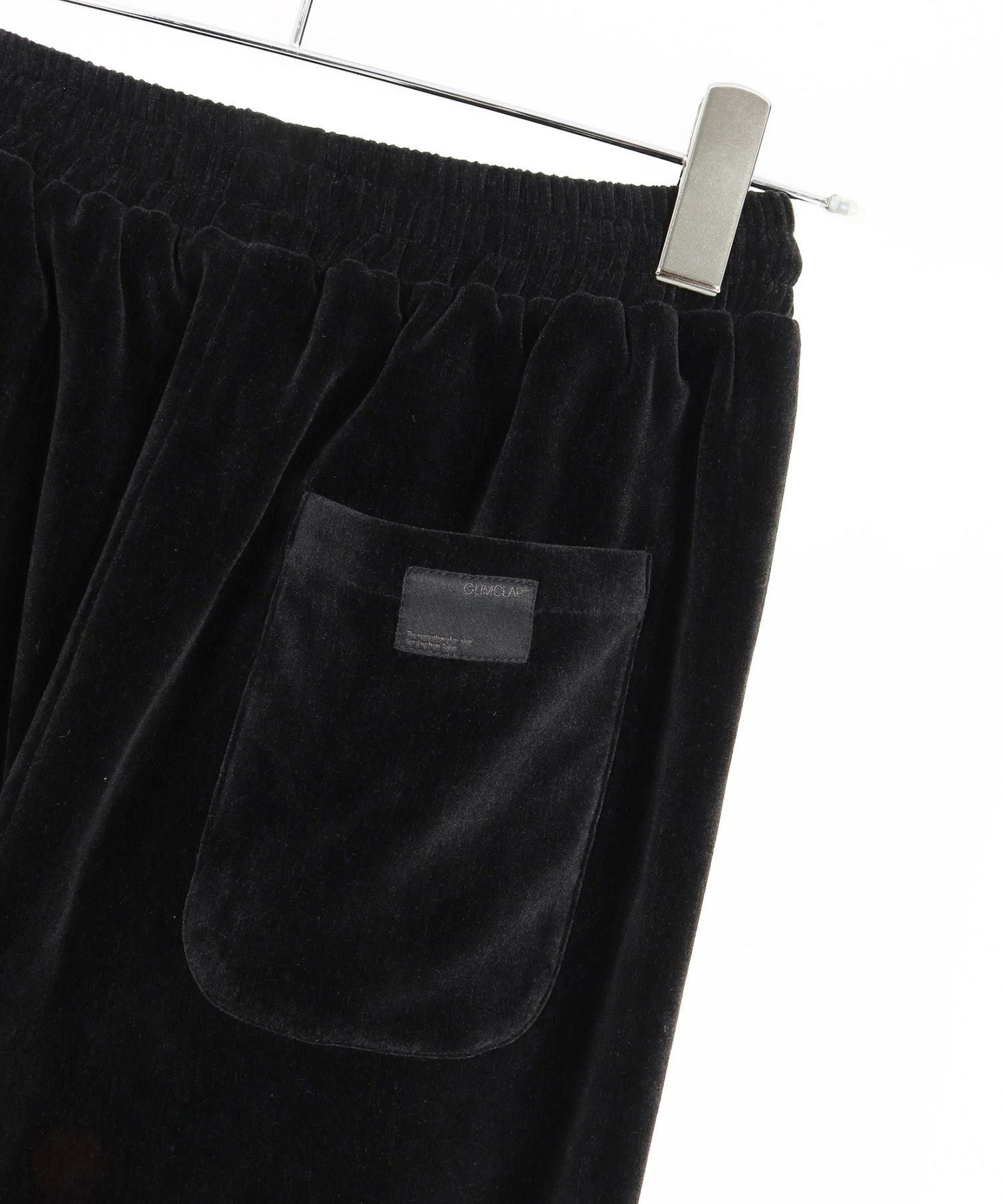 GLIMCLAP(グリムクラップ)】Velour fabric wide-leg trousers ベロア