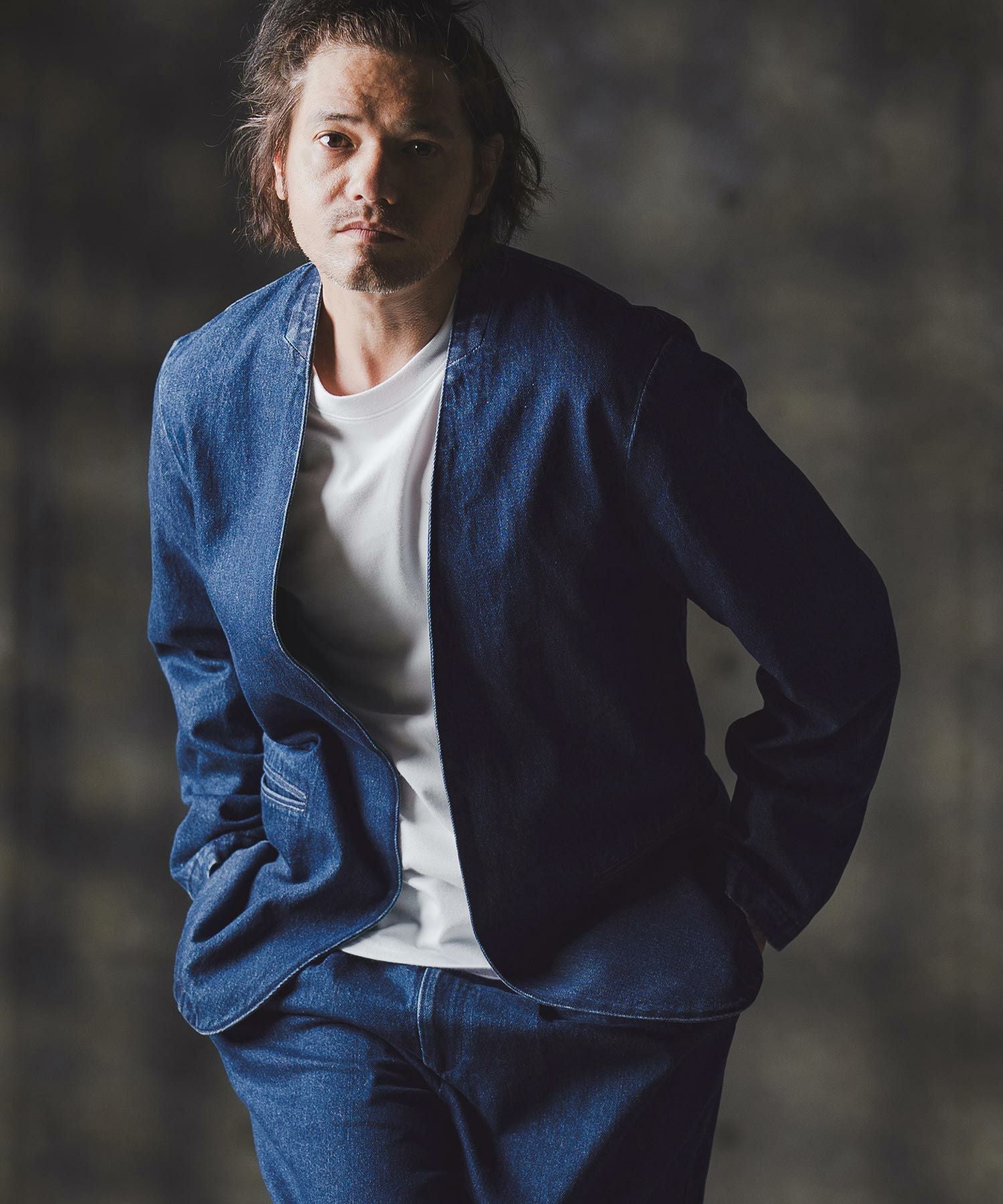 50%OFF【GLIMCLAP(グリムクラップ)】Denim minimal Jacket-Distressed