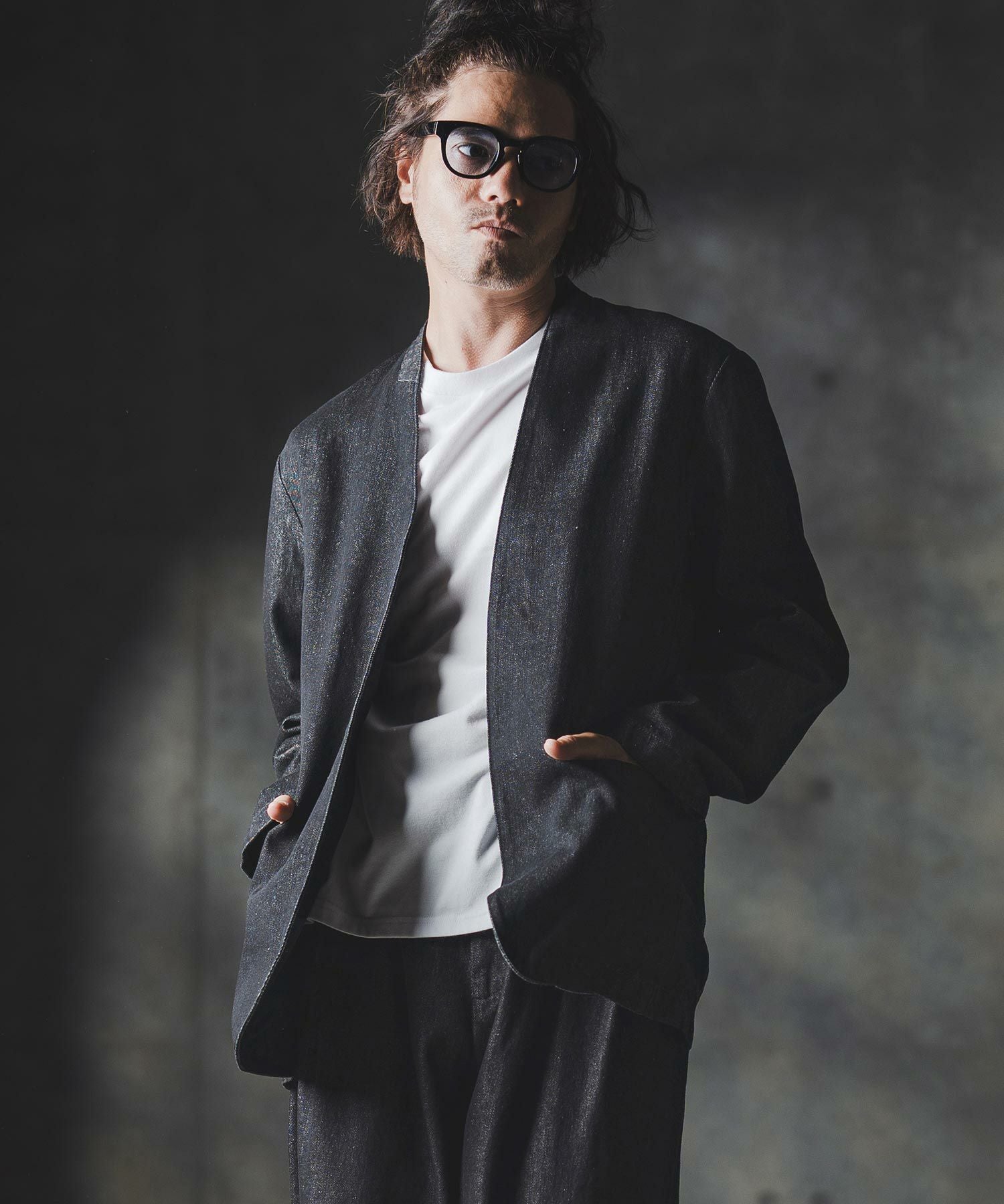 GLIMCLAP(グリムクラップ)】Denim minimal Jacket-Distressed for a