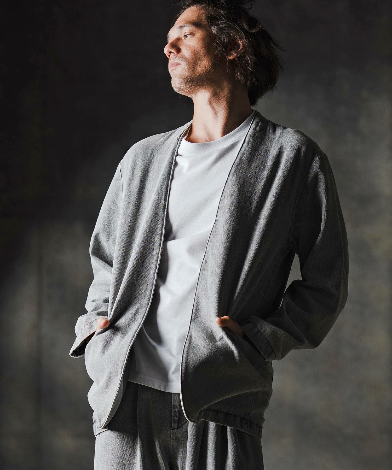 50%OFF【GLIMCLAP(グリムクラップ)】Denim minimal Jacket-Distressed