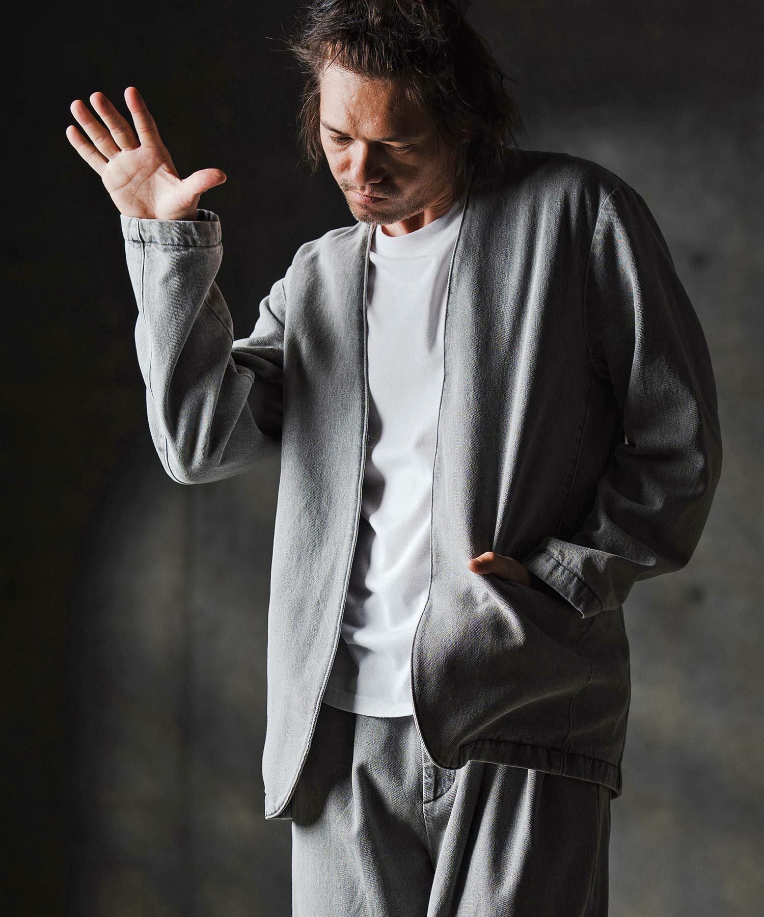 GLIMCLAP(グリムクラップ)】Denim minimal Jacket-Distressed for a