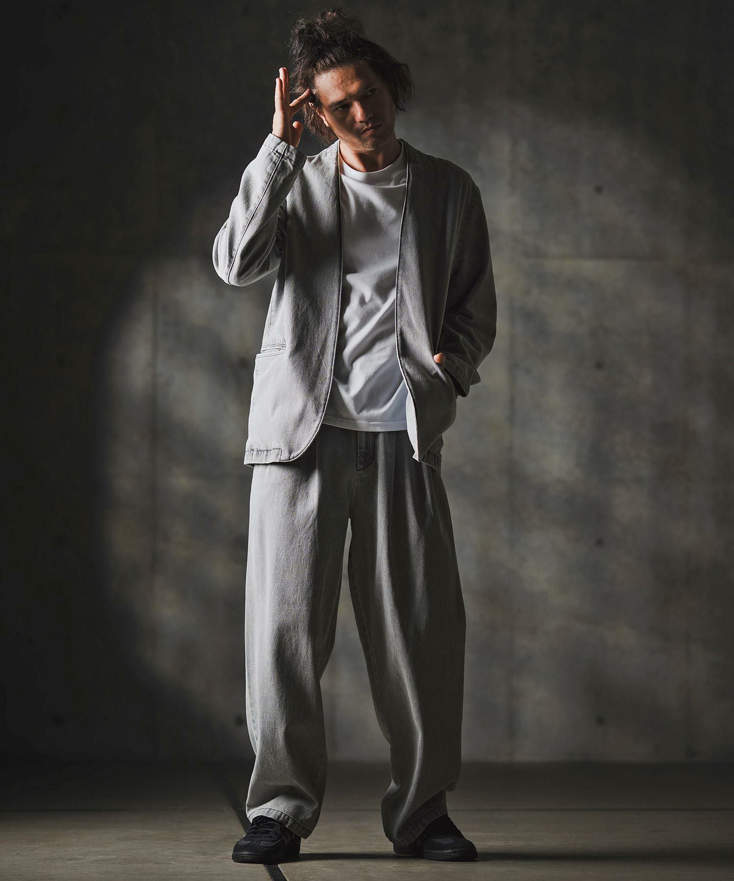 50%OFF【GLIMCLAP(グリムクラップ)】Denim minimal Jacket-Distressed