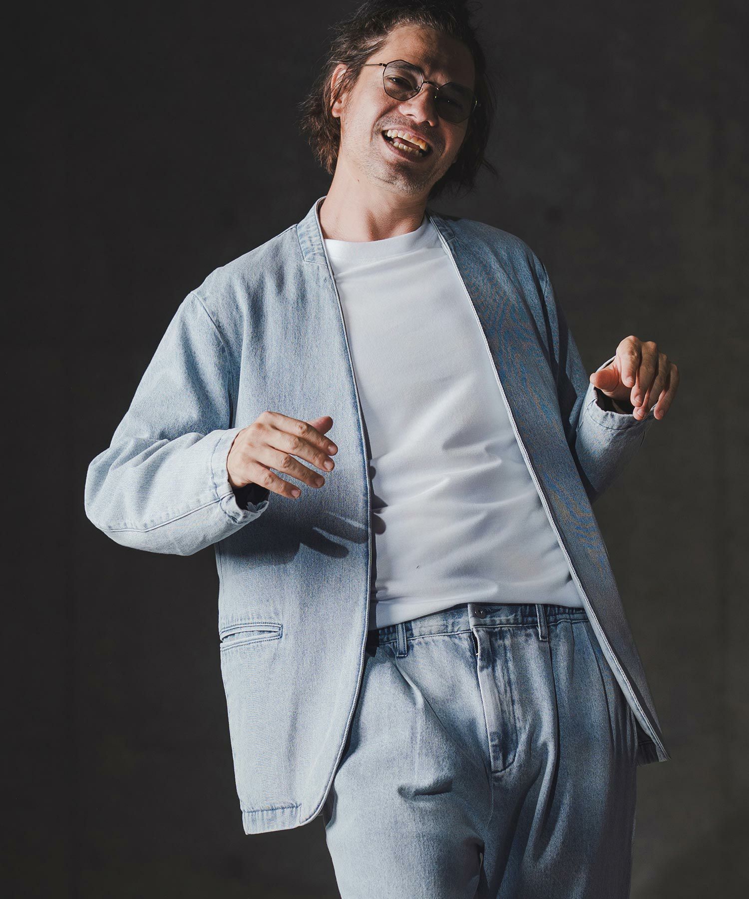 30%OFF【GLIMCLAP(グリムクラップ)】Denim minimal Jacket-Distressed
