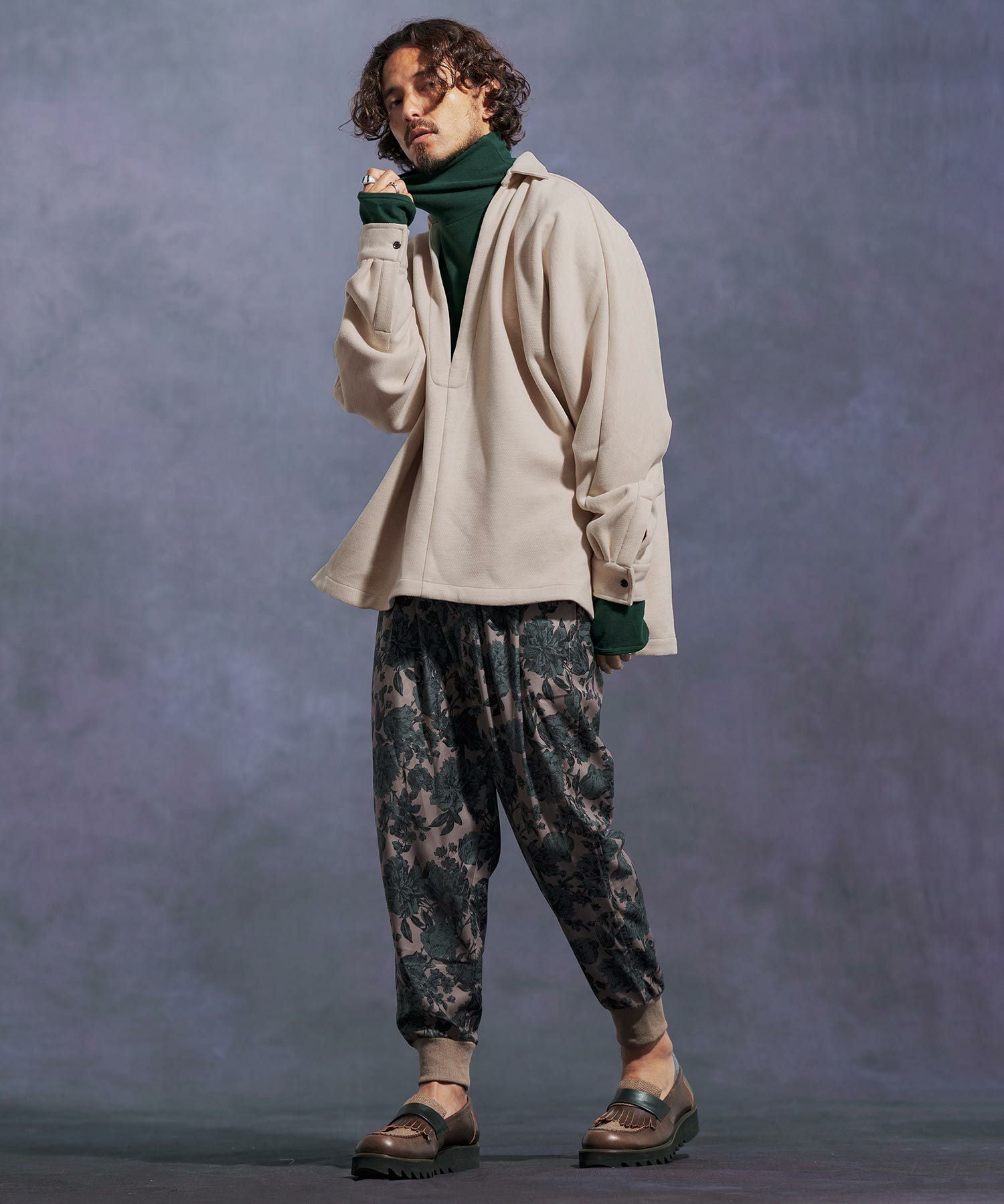 Jih Nunc(ジーヌンク)】ディープスキッパー起毛プルオーバーシャツ(JIH