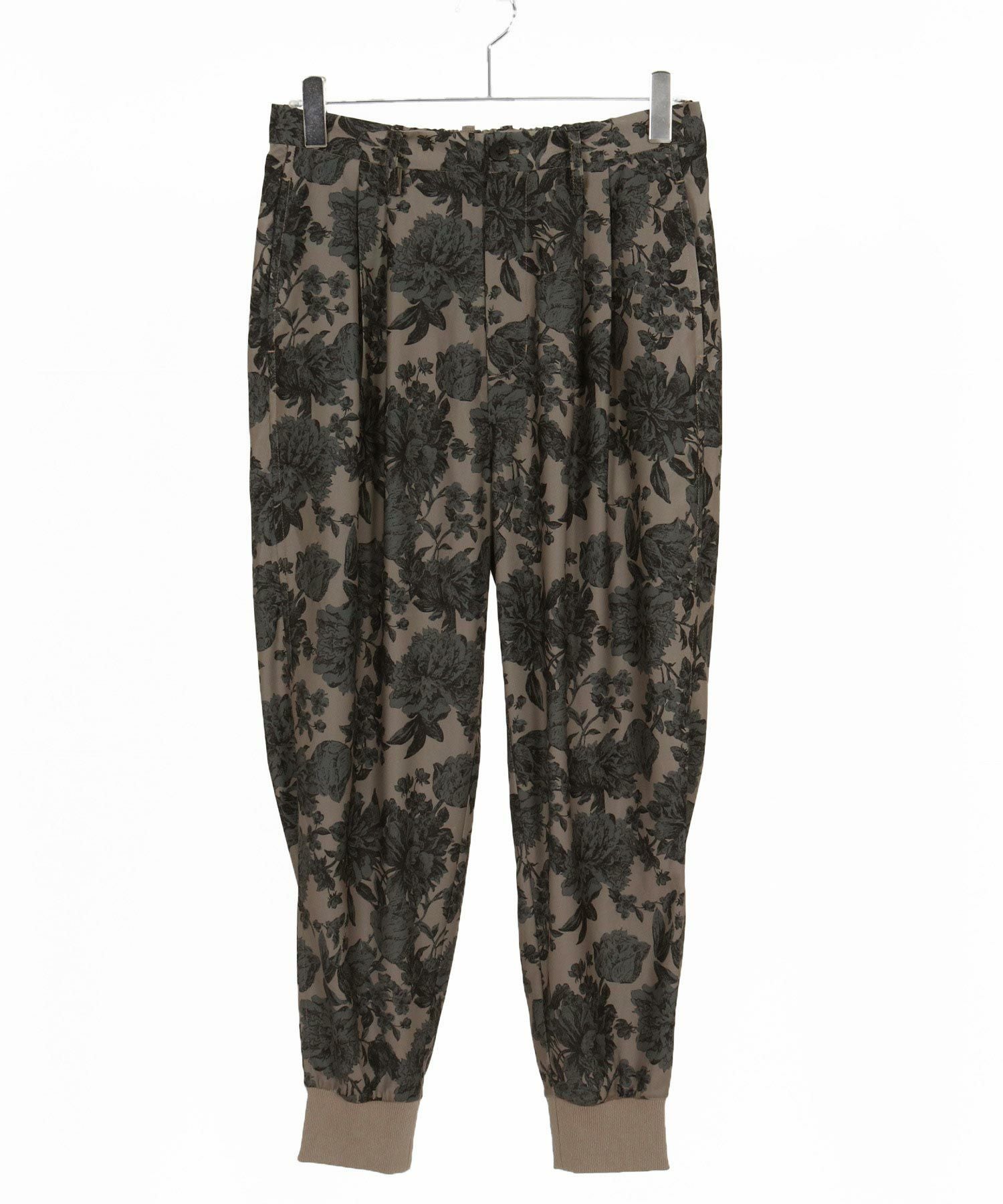 新品未使用　Jih Nunc ジーヌンク　フラワー総柄タックリブパンツ Jih Nunc(ジーヌンク)】フラワー総柄タックリブパンツ(JIH-R1099