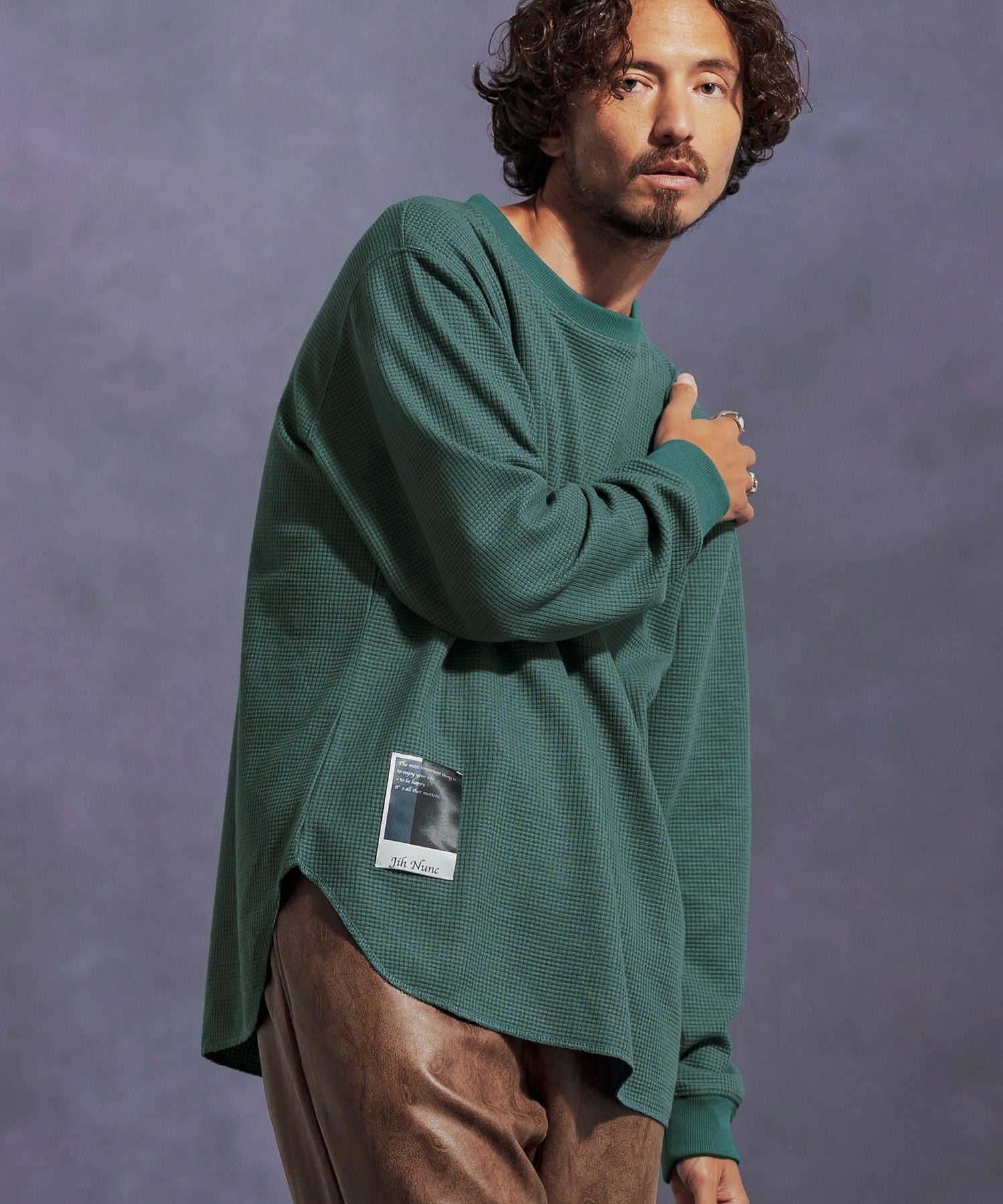【極美品】Jih Nunc(ジーヌンク) 総柄ジャガードニット　セットアップ Jih Nunc(ジーヌンク)】ワッフルクルーネックカットソー(JIH-R1107