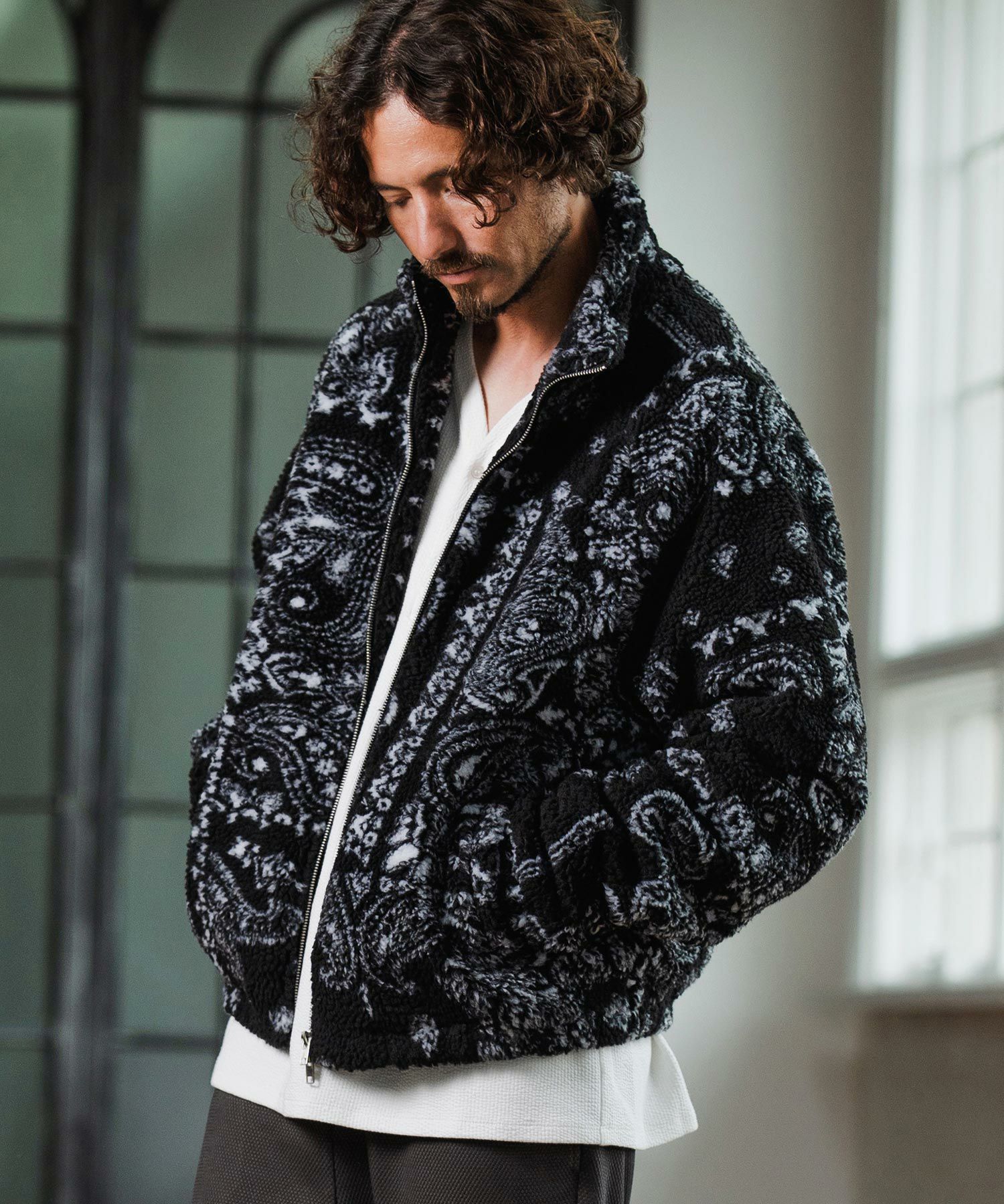MARK&LONA ボアジャケット Magine(マージン)】Boa Fleece Stand Collar Jacket ボアジャケット