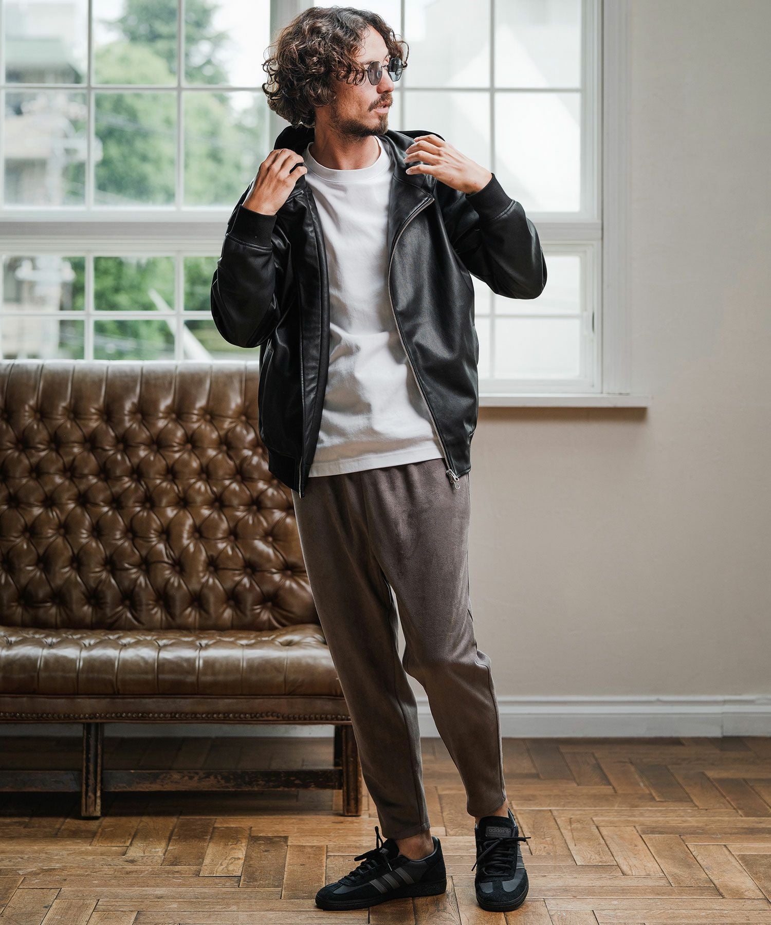 Magine(マージン)】Synthetic Leather Hooded Blouson フーデット
