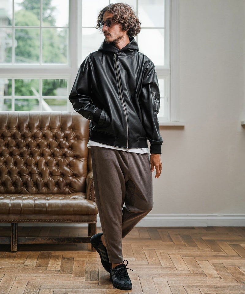 Magine(マージン)】Synthetic Leather Hooded Blouson フーデット 