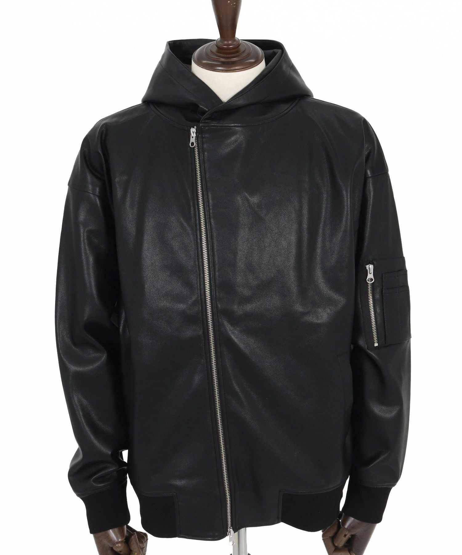 Magine(マージン)】Synthetic Leather Hooded Blouson フーデット
