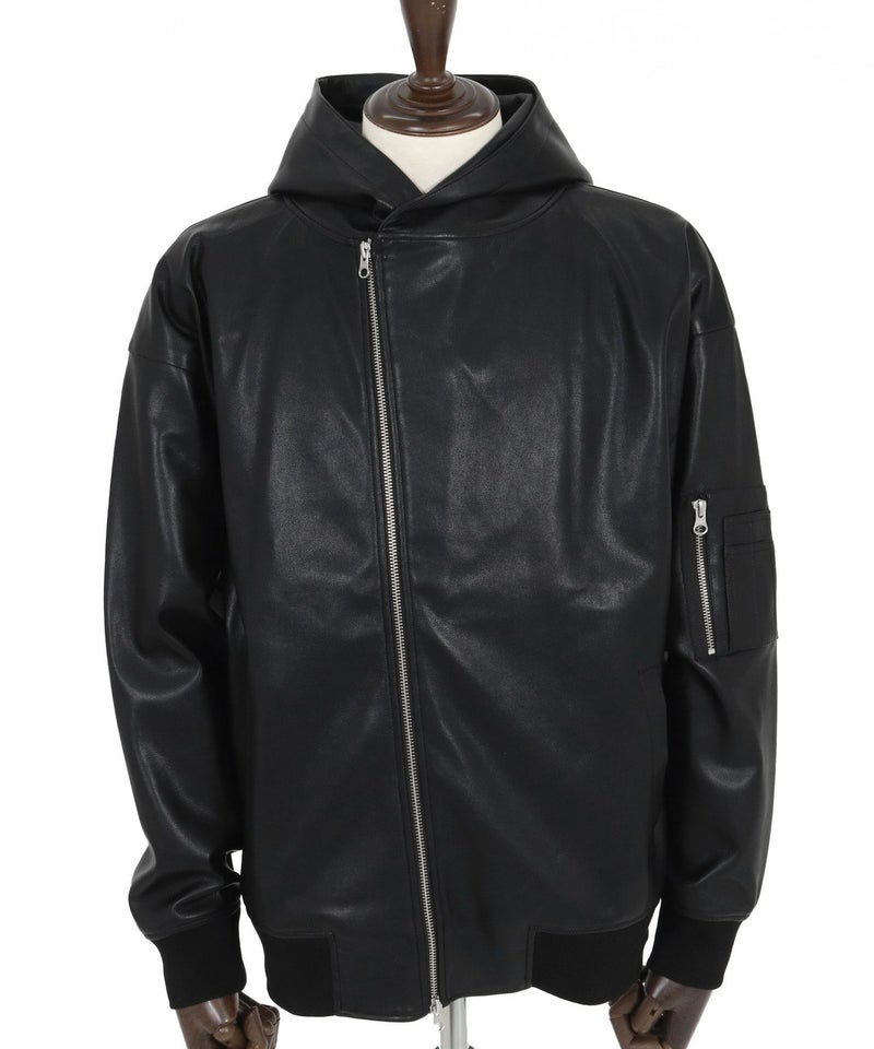 Magine(マージン)】Synthetic Leather Hooded Blouson フーデット 