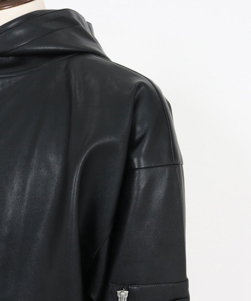 Magine(マージン)】Synthetic Leather Hooded Blouson フーデット 