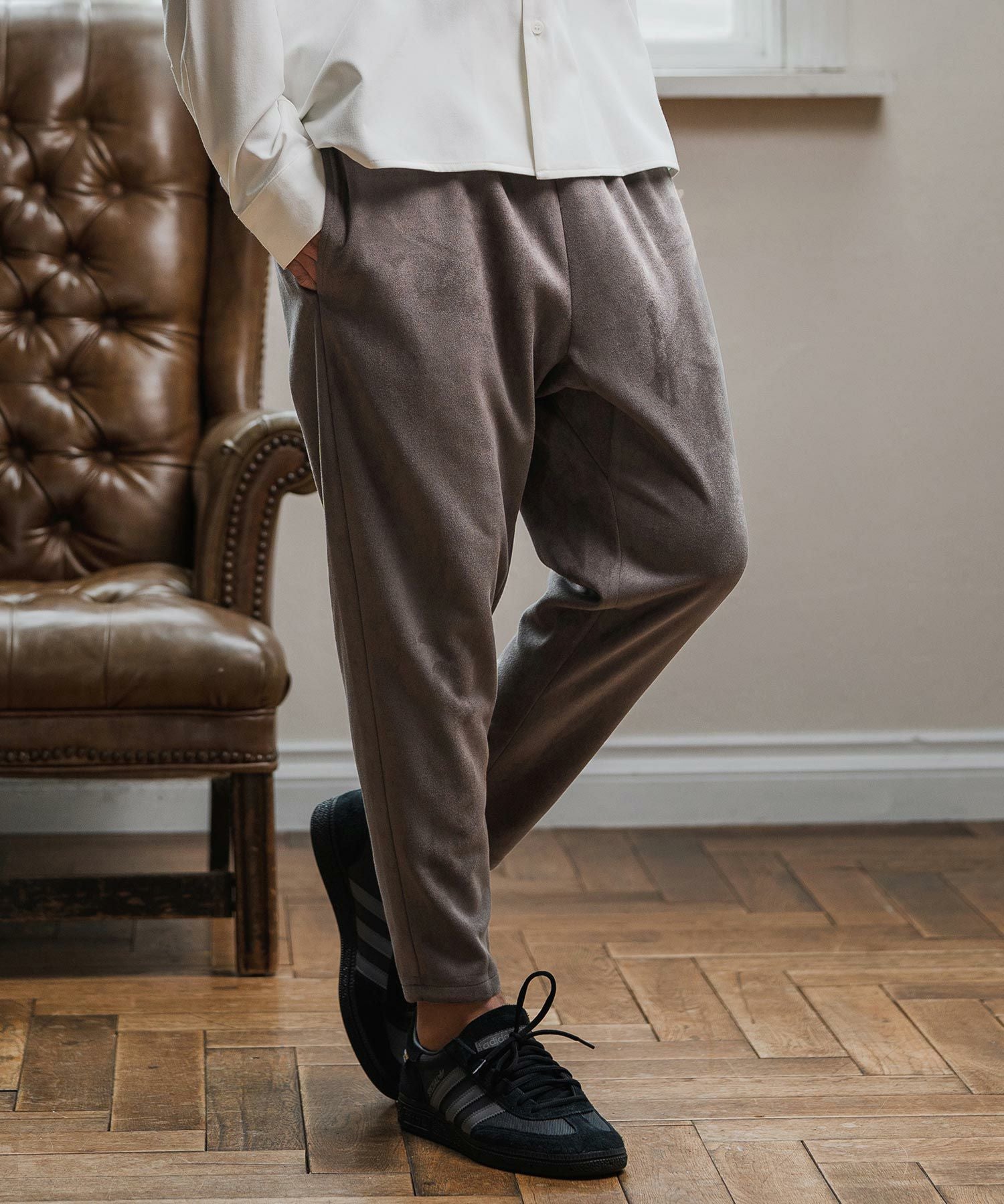 Magine(マージン)】Suede Ponte Knit Tapered Pants ポンチスエード
