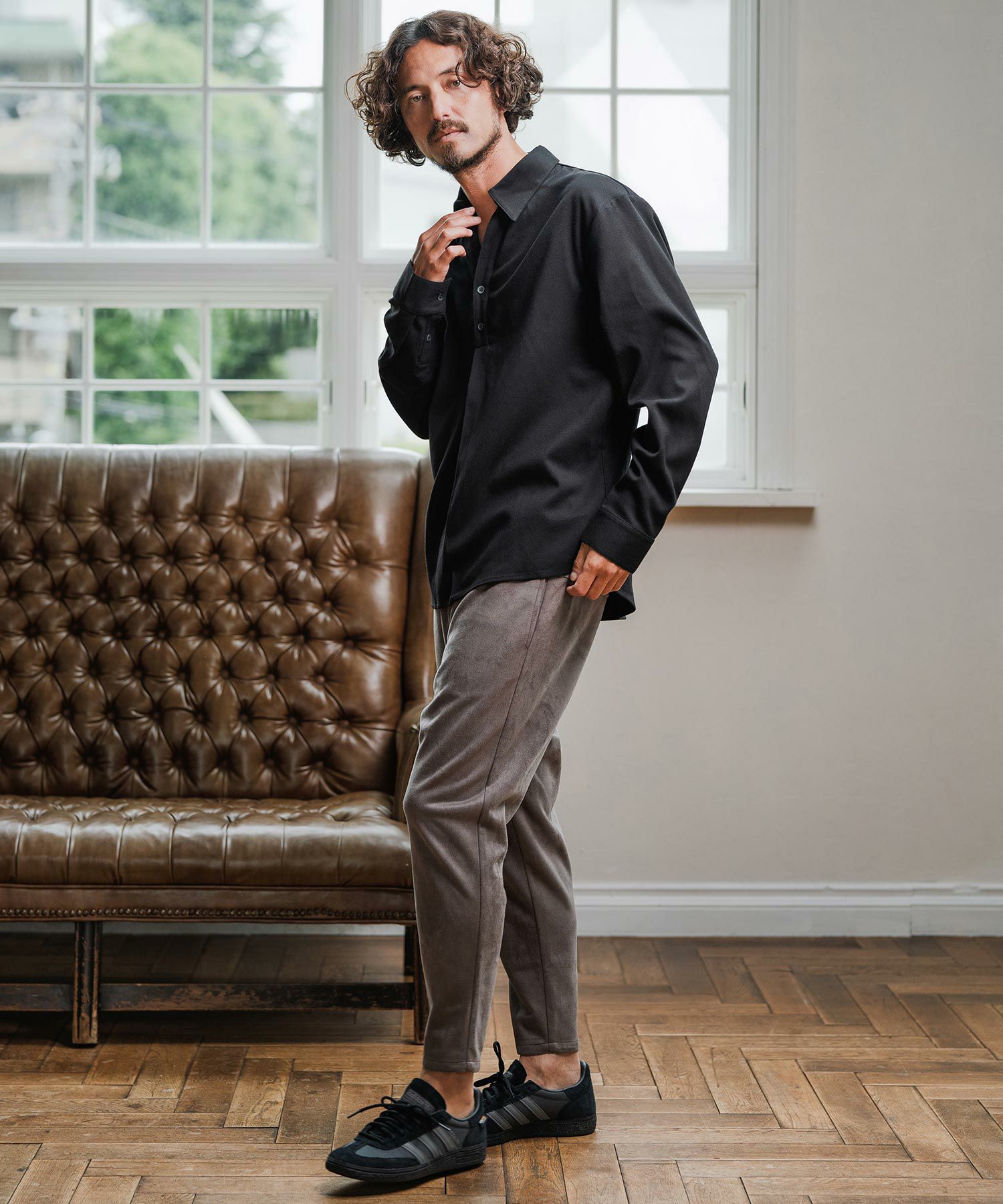 Magine(マージン)】Suede Ponte Knit Tapered Pants ポンチスエード
