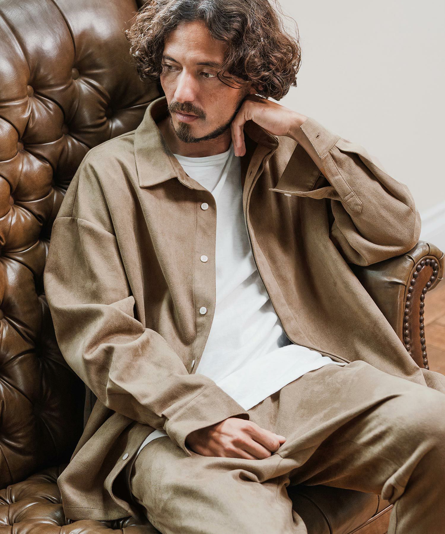 Magine(マージン)】Suede Ponte Fly Front Knit Shirt シャツ(MGN-253