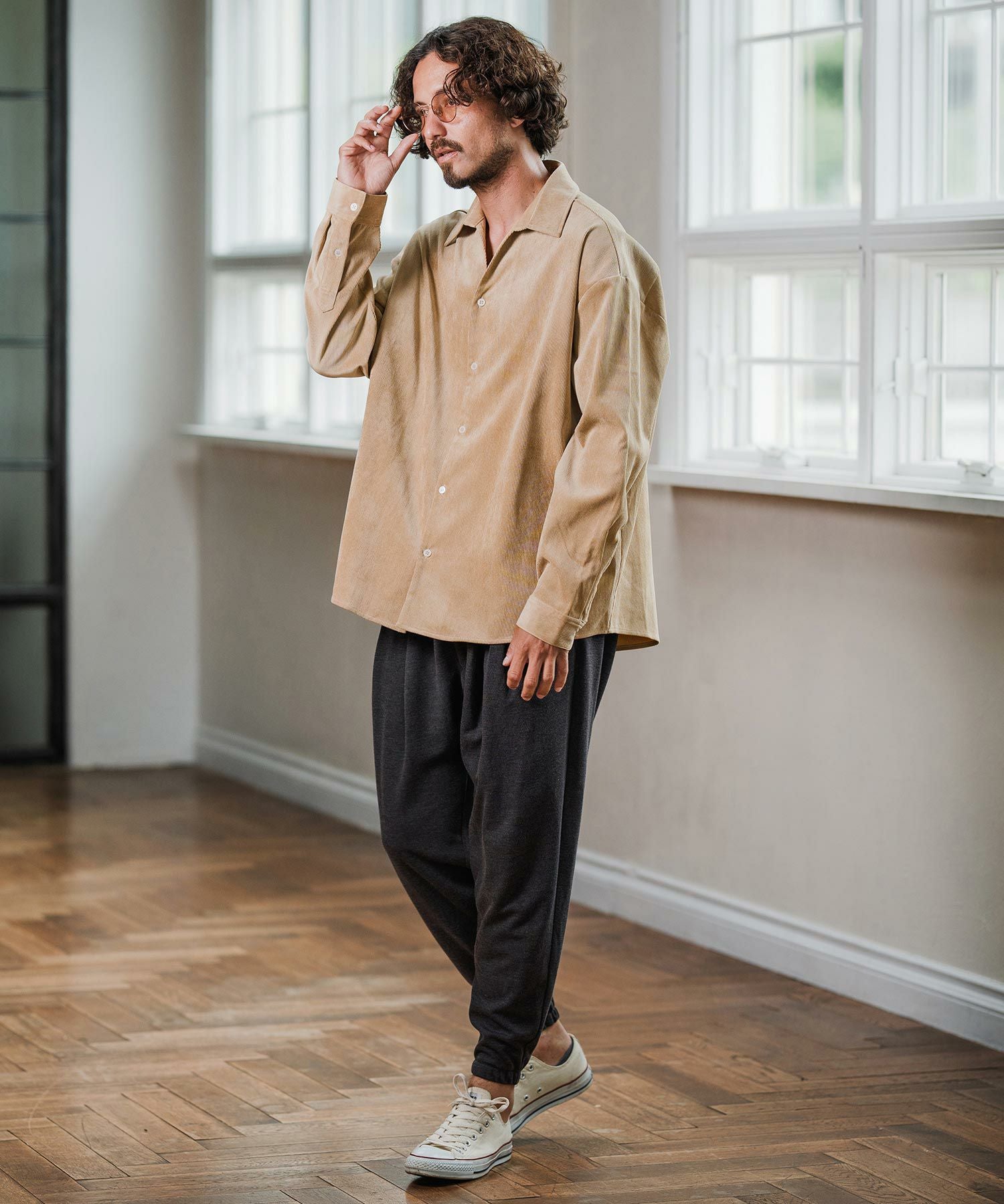 【BEIGE】<SOVEREIGN>シルク リネン スキッパー シャツ SOVEREIGN＞シルク リネン スキッパー シャツ