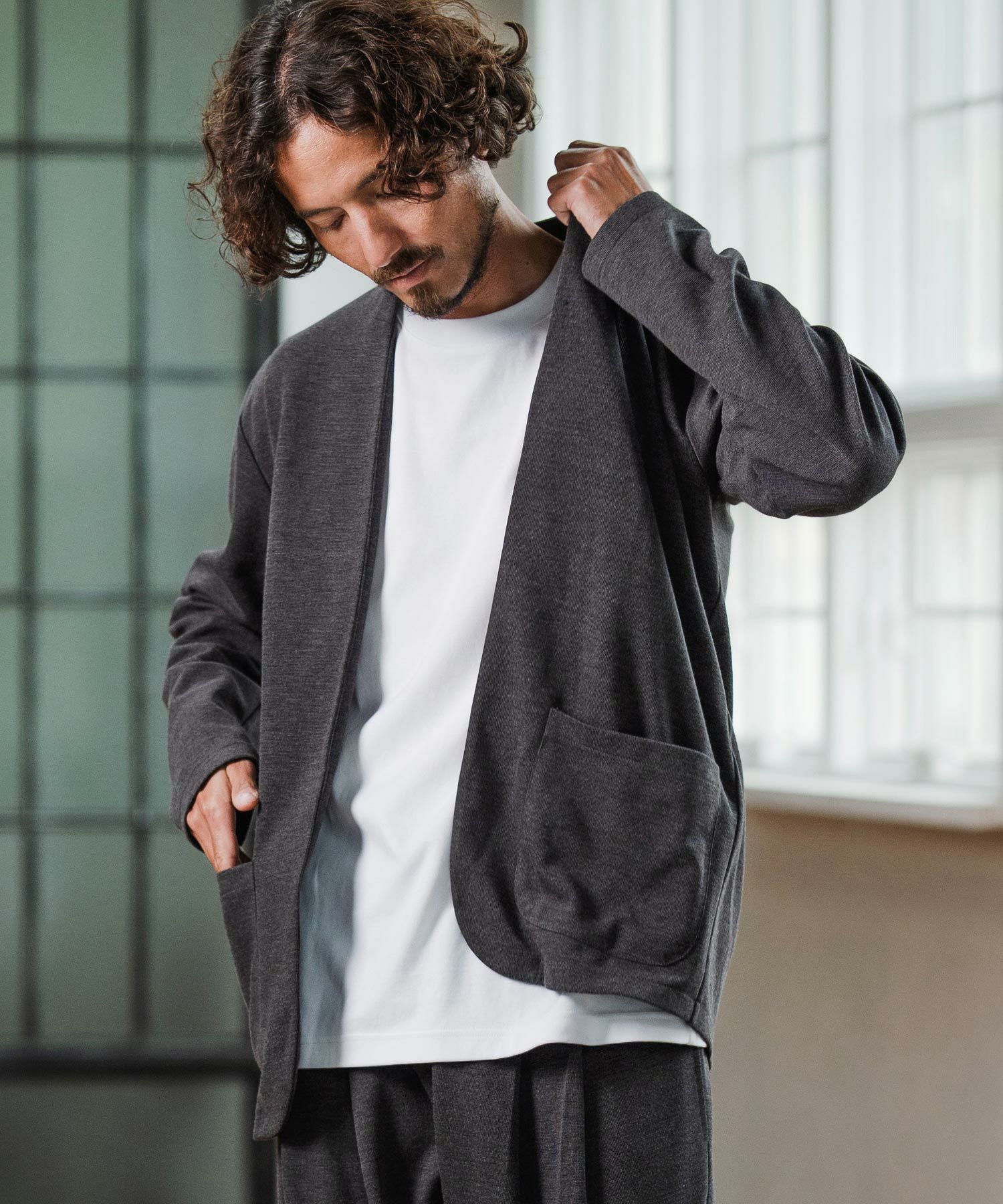 ❤️人気新作 新品 maje マージェノーカラージャケット Magine(マージン)】Surf Knit Fabric Collarless Jacket ノーカラー
