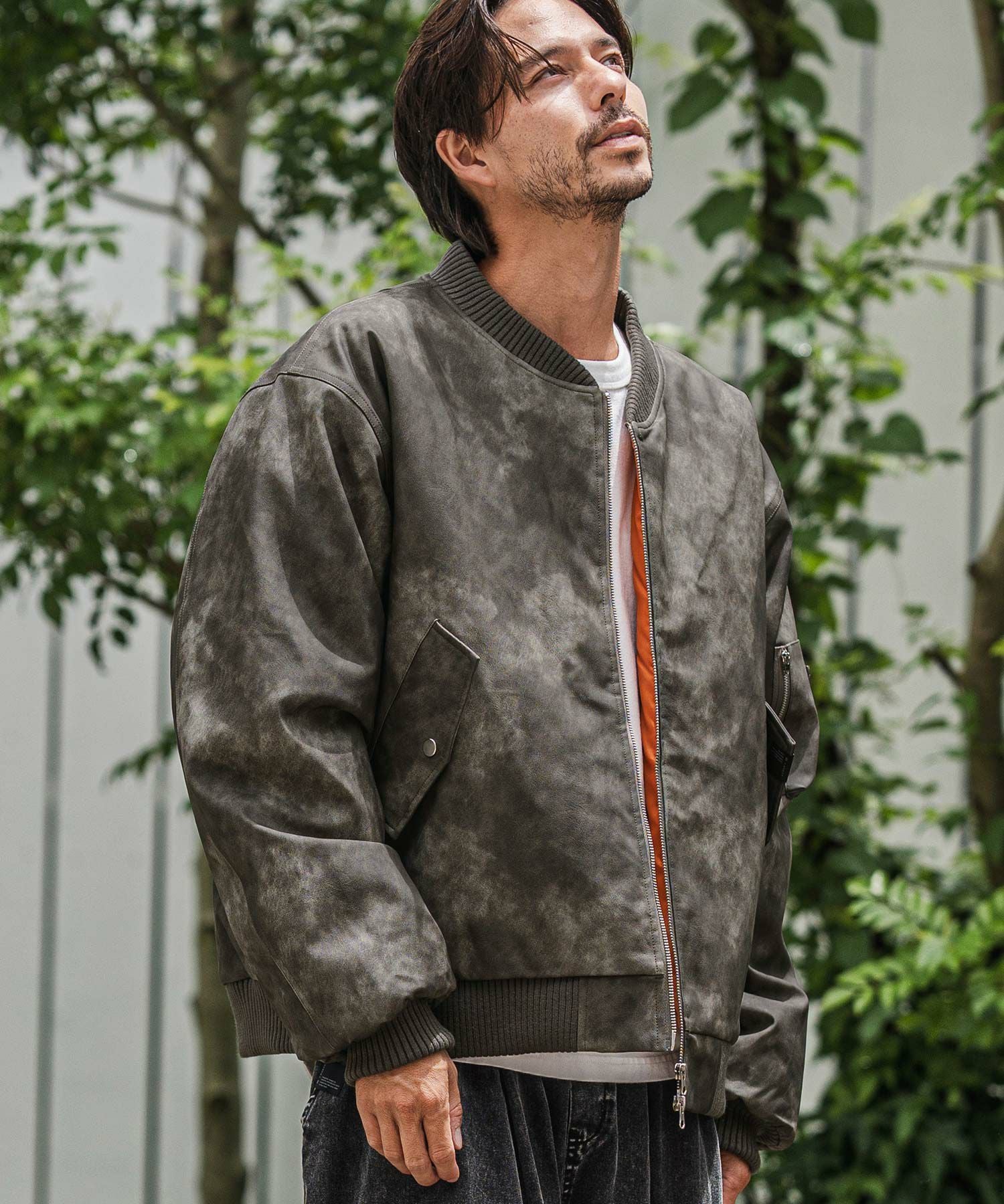 CAMBIO(カンビオ)】Vintage Like Synthetic Leather Oversized MA-1