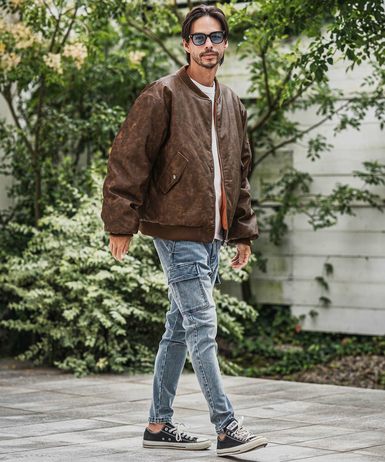 CAMBIO(カンビオ)】Vintage Like Synthetic Leather Oversized MA-1